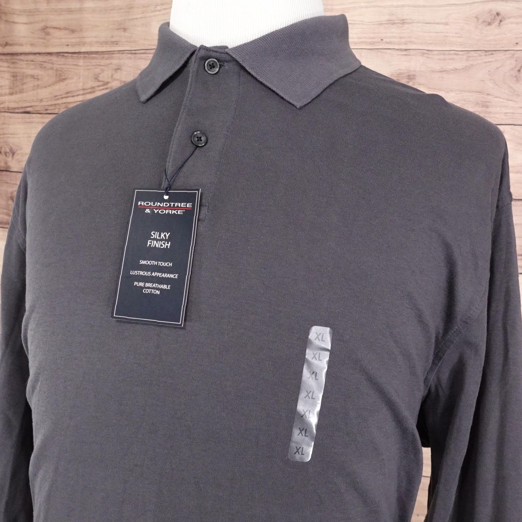 Roundtree & Yorke VINTAGE? No. Roundtree & Yorke Shirt Men XL Gray Long Sleeve Polo Silky Finish Cotton Casual Mens XL Gray Polo Size US XL / EU 56 / 4 - 2 Thumbnail