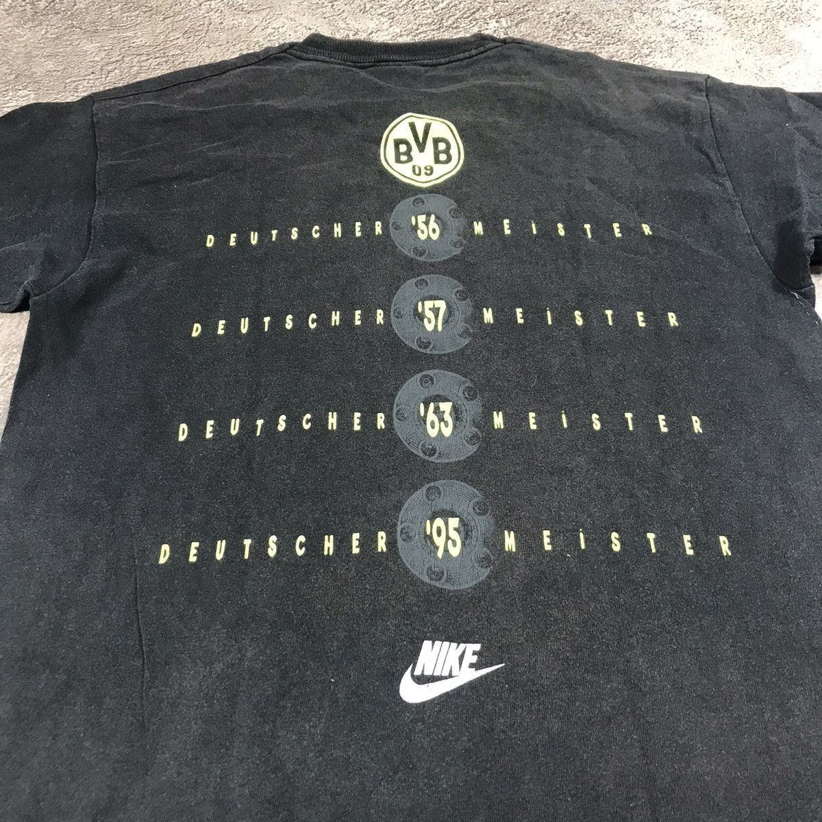 Vintage Vintage 90s Nike BVB Graphic Tee Streetwear Faded Black L Size US L / EU 52-54 / 3 - 5 Thumbnail