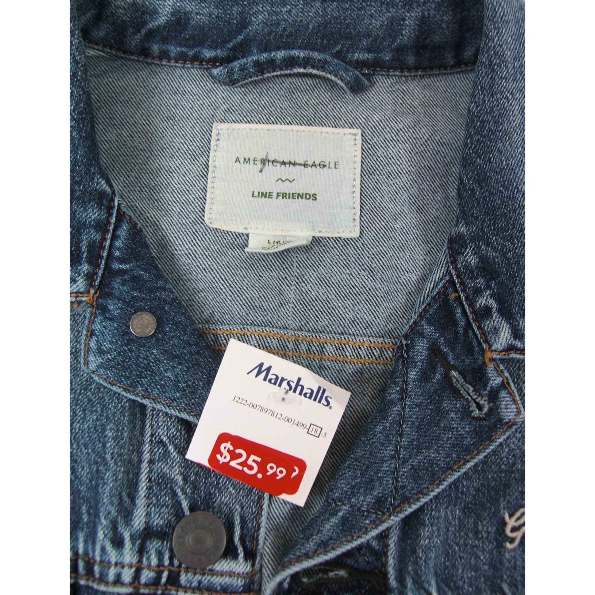 Other American Eagle Line Friends Size L Men's Denim Blue Trucker Size US L / EU 52-54 / 3 - 6 Thumbnail