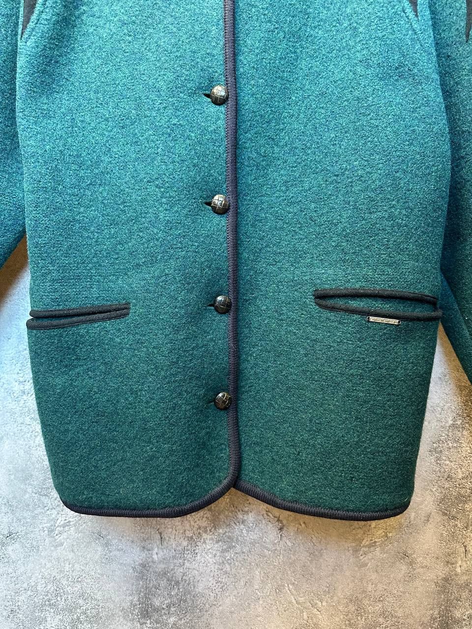Designer × Kurt Geiger × Vintage Geiger Austria Boiled Wool Jacket Green Black Vintage Size M / US 6-8 / IT 42-44 - 8 Thumbnail