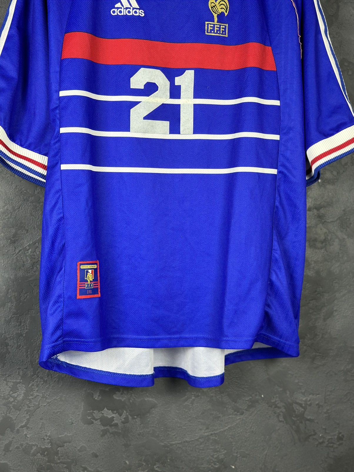 Adidas × Vintage Rare DUGARRY 21 France Football Shirt 1998/00 Size US XL / EU 56 / 4 - 4 Thumbnail