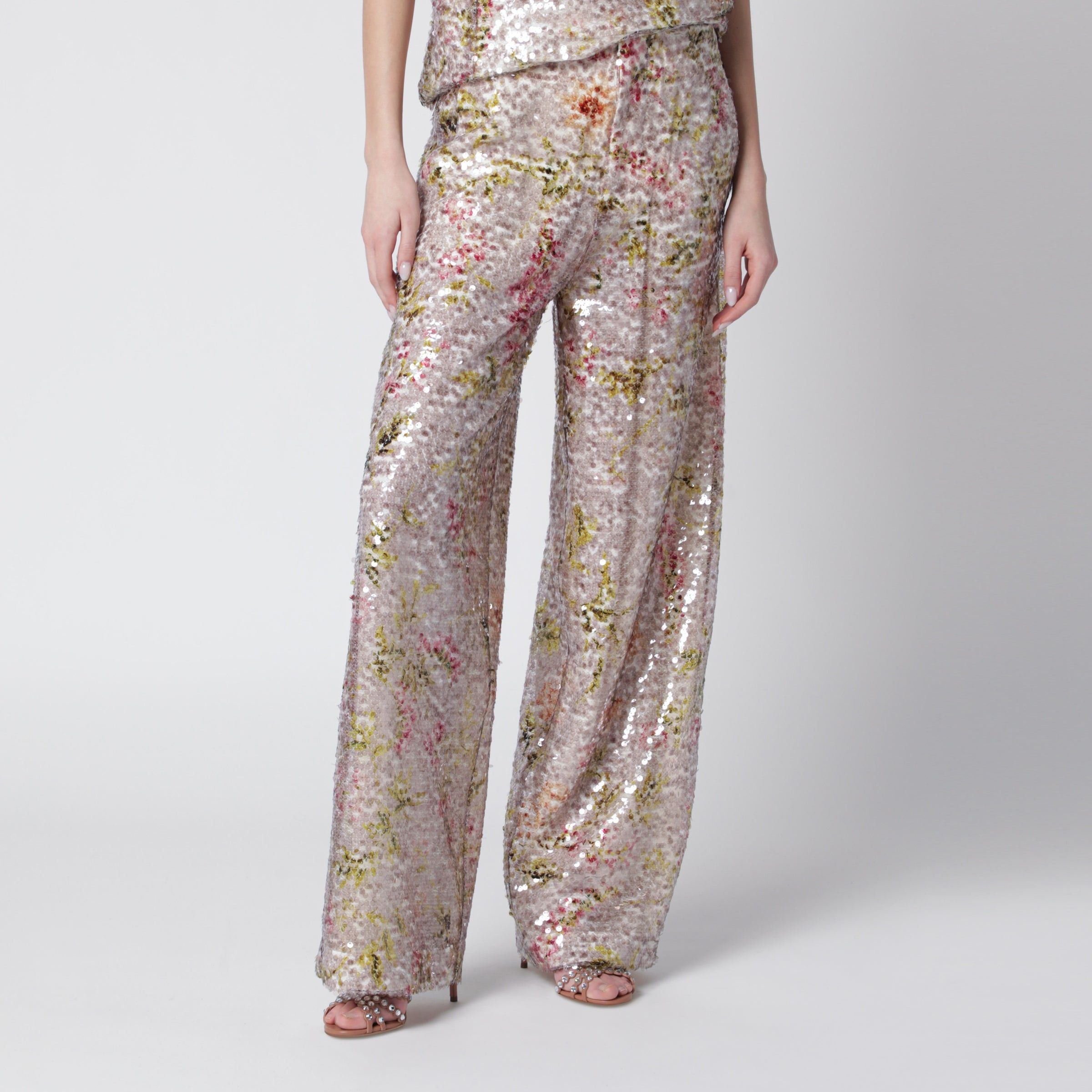 Alberta Ferretti Alberta Ferretti Sequin Trousers With Floral Pattern Size 27" / US 4 / IT 40 - 1 Thumbnail