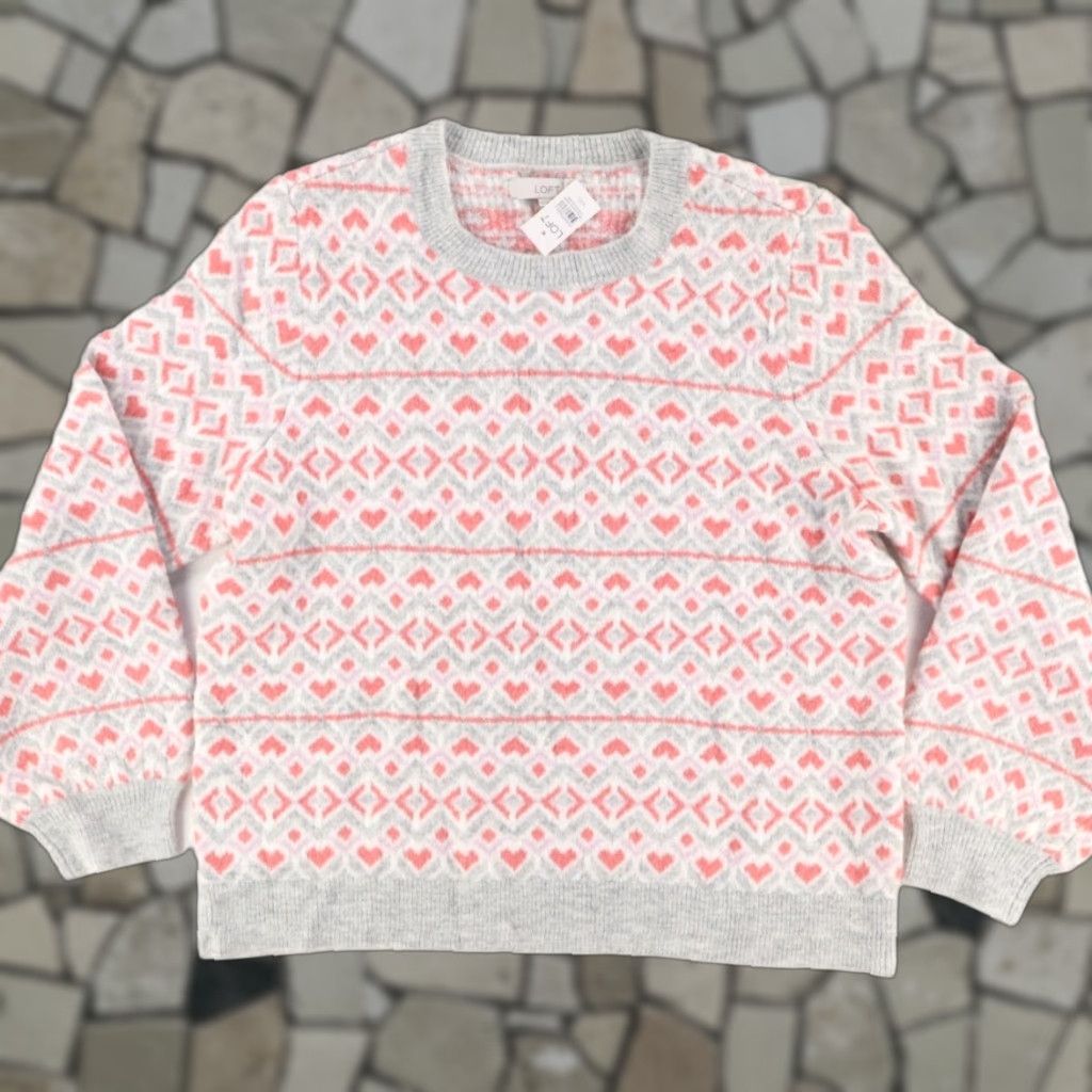 Loft Loft Fair Isle Crewneck Stretch Striped Sweater Gray Women's XXL Shirt Size XXL / US 16-18 / IT 52-54 - 1 Thumbnail