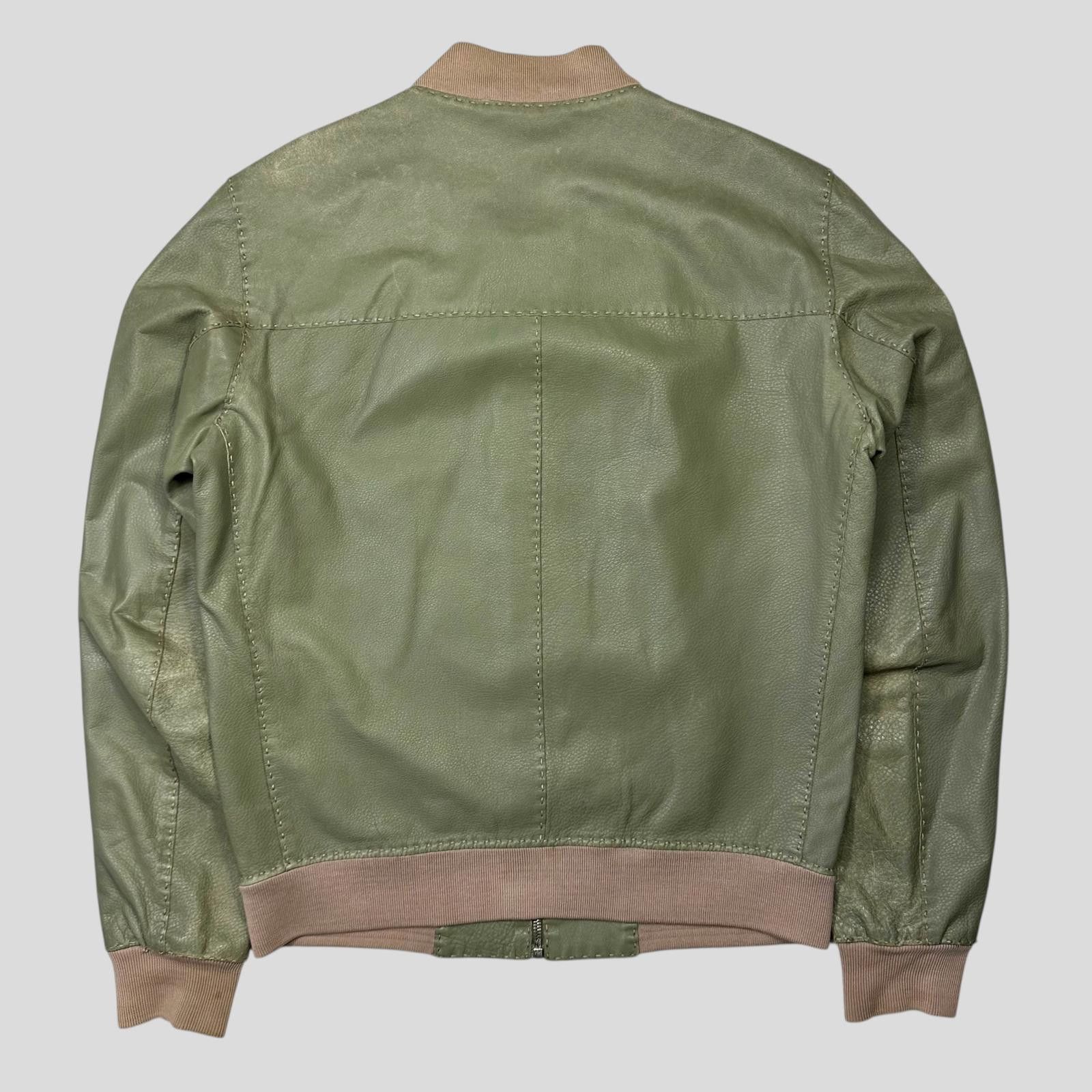 Fendi Fendi Avocado Green Leather FF Zucca Bomber Jacket IT46 S/M Size US M / EU 48-50 / 2 - 4 Thumbnail