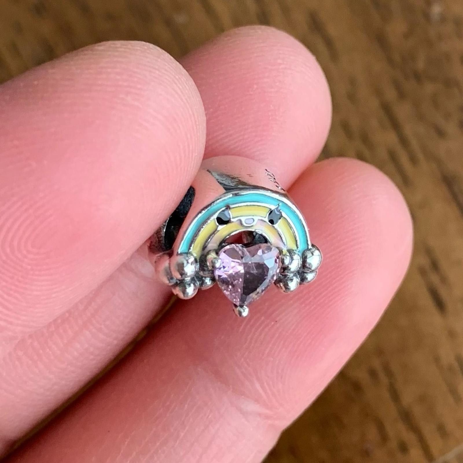 Other NWOT Rainbow Embraces Heart Gem Charm Sterling Silver 925 Size ONE SIZE - 3 Thumbnail