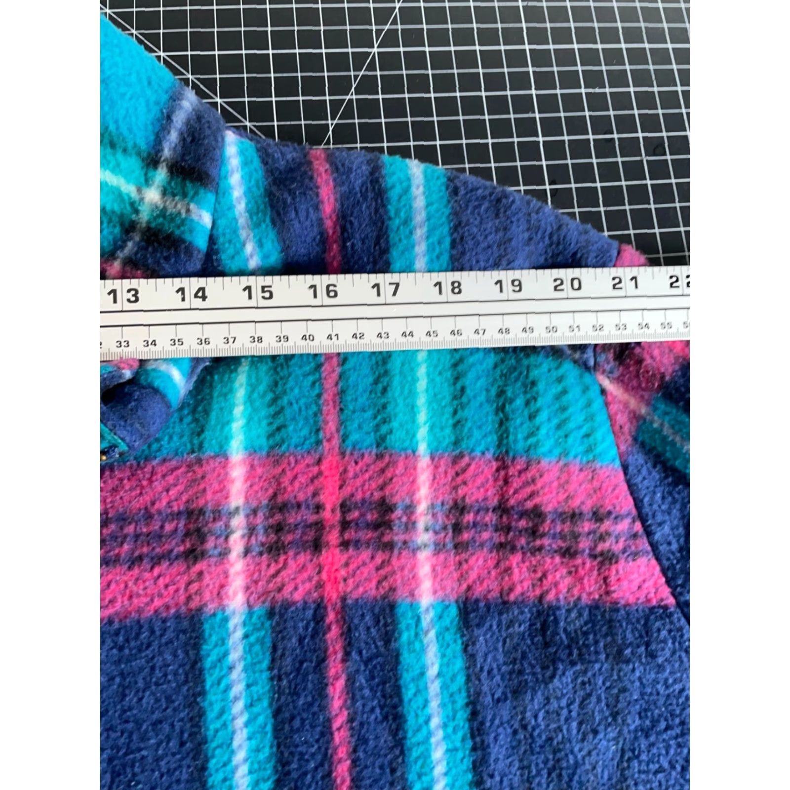 Pinko VINTAGE Cabin Creek 90s Fleece Zip Up Shirt Jacket Women 2X Pink Green Plaid Full Zip Grunge Size XXL / US 16-18 / IT 52-54 - 7 Thumbnail