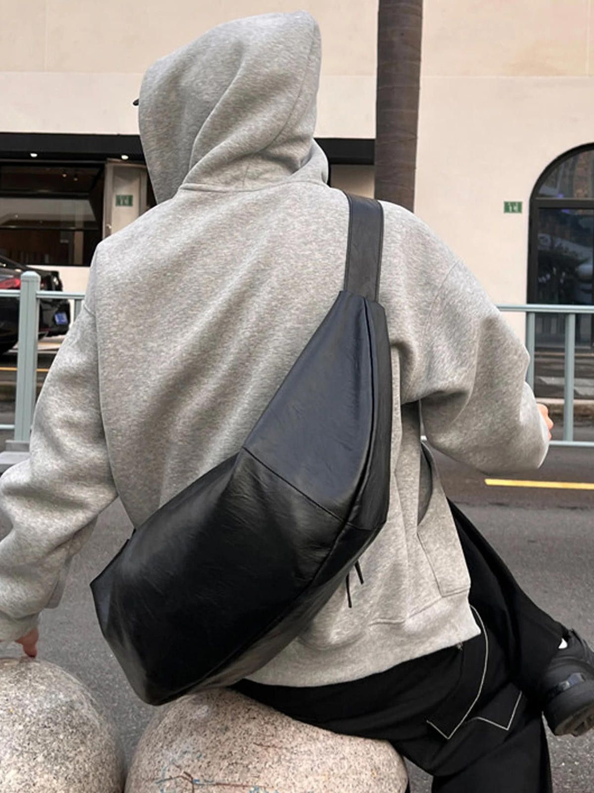 Leather Black Leather Large Shoulder Bag, Soft Hobo Purse Size ONE SIZE - 1 Thumbnail
