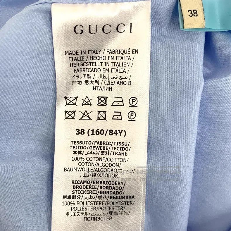 Gucci Gucci Light blue letter pattern embroidered cotton lapel s Size XS / US 0-2 / IT 36-38 - 6 Thumbnail