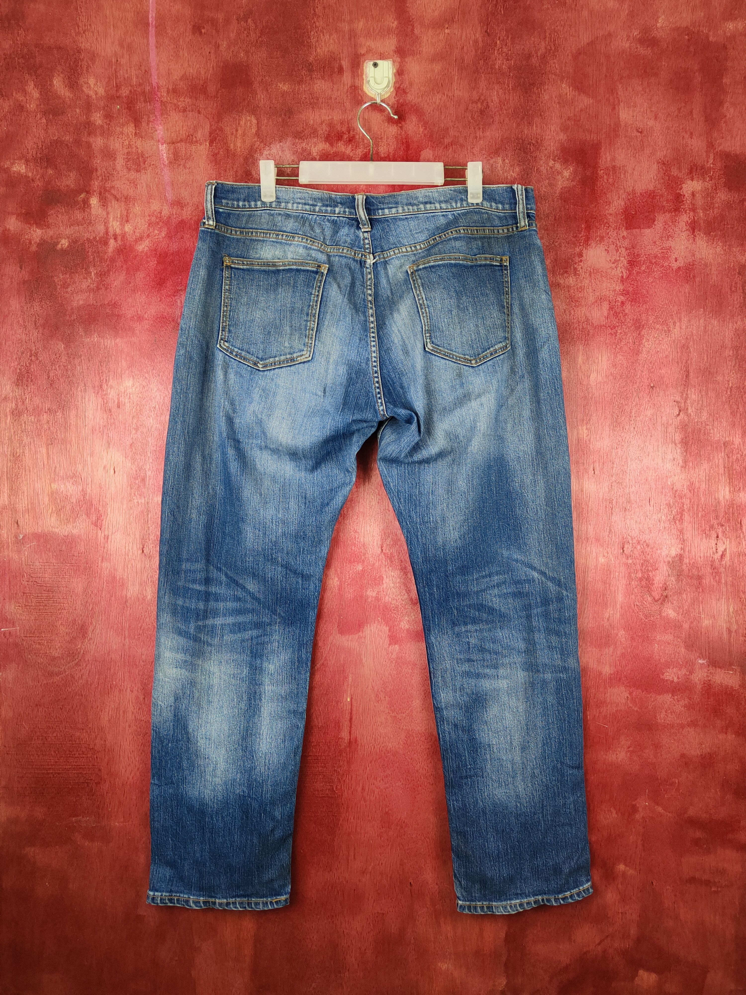 Japanese Brand Closshi Dark Blue Distressed Ripped Jeans #S1699 Size US 35 - 7 Thumbnail