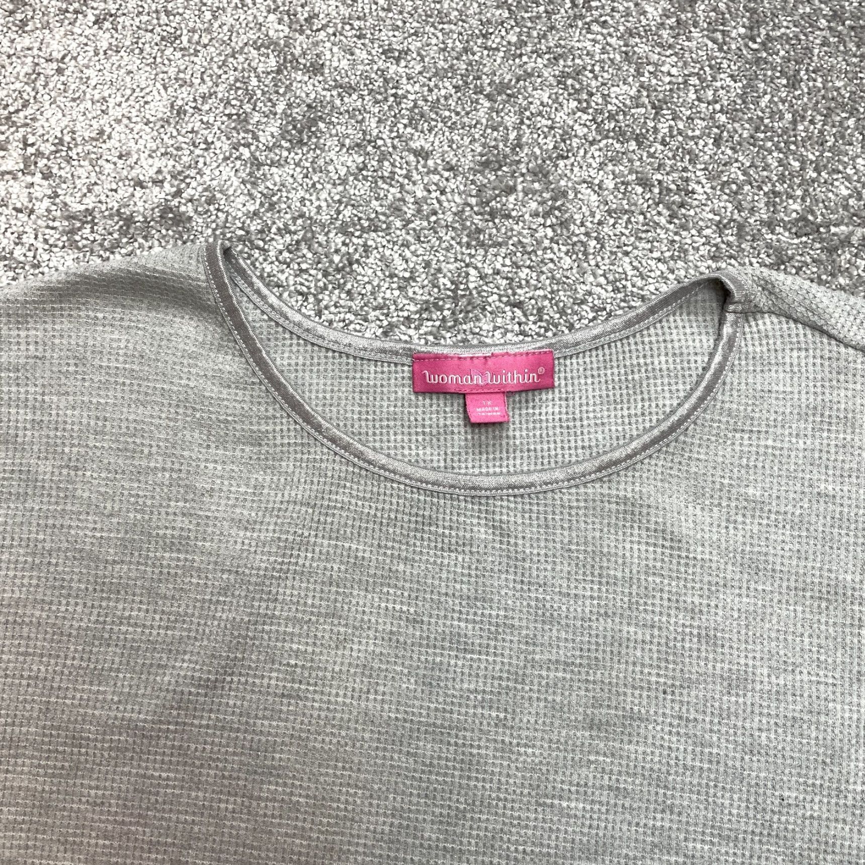 Vintage Woman Within Shirt Womens Plus Size 1X 22/24 Gray Short Sleeve Thermal Waffle Size XL / US 12-14 / IT 48-50 - 3 Thumbnail