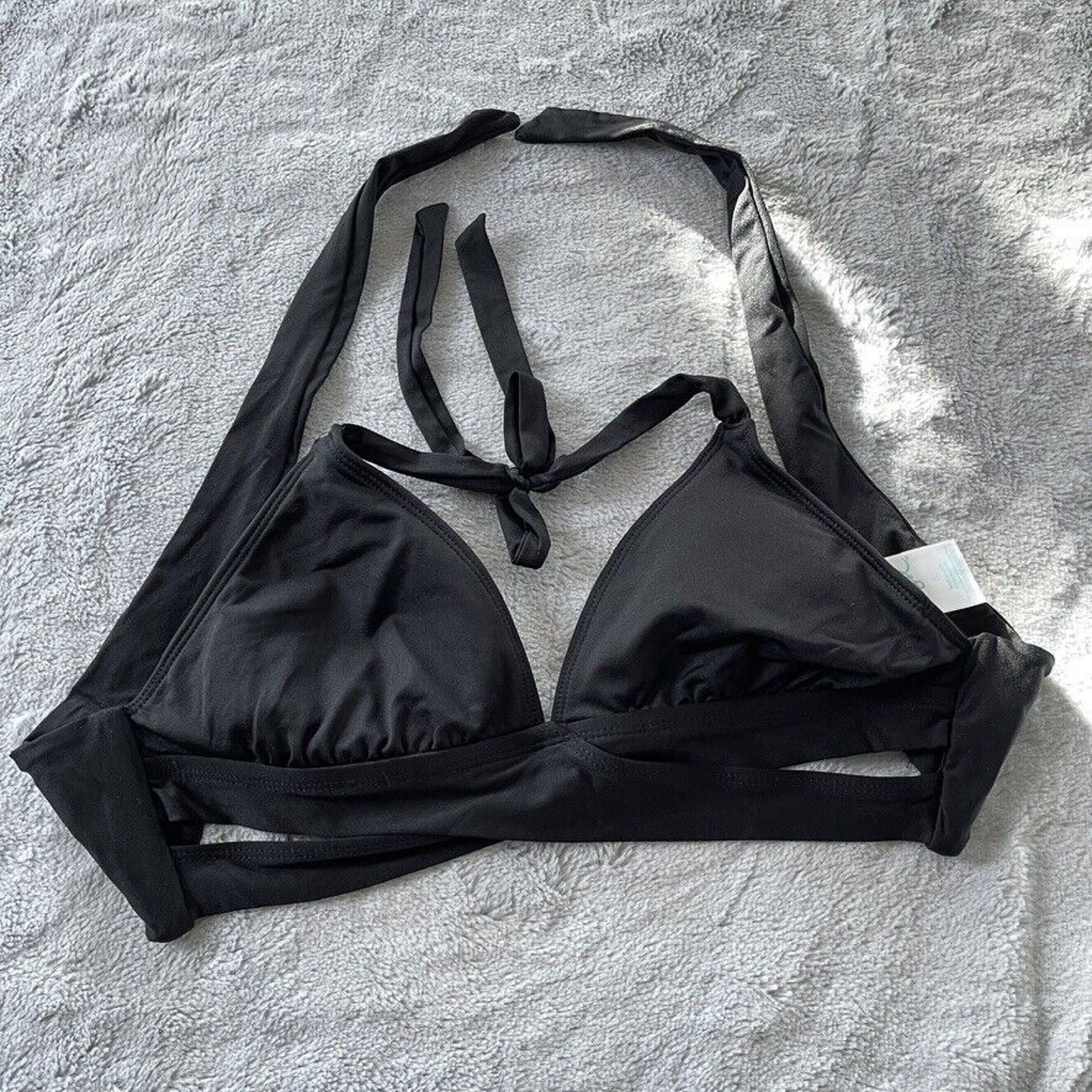 Other Kona Sol Swim Halter Crossover Cut Out Bikini Black Small Size S / US 4 / IT 40 - 1 Thumbnail
