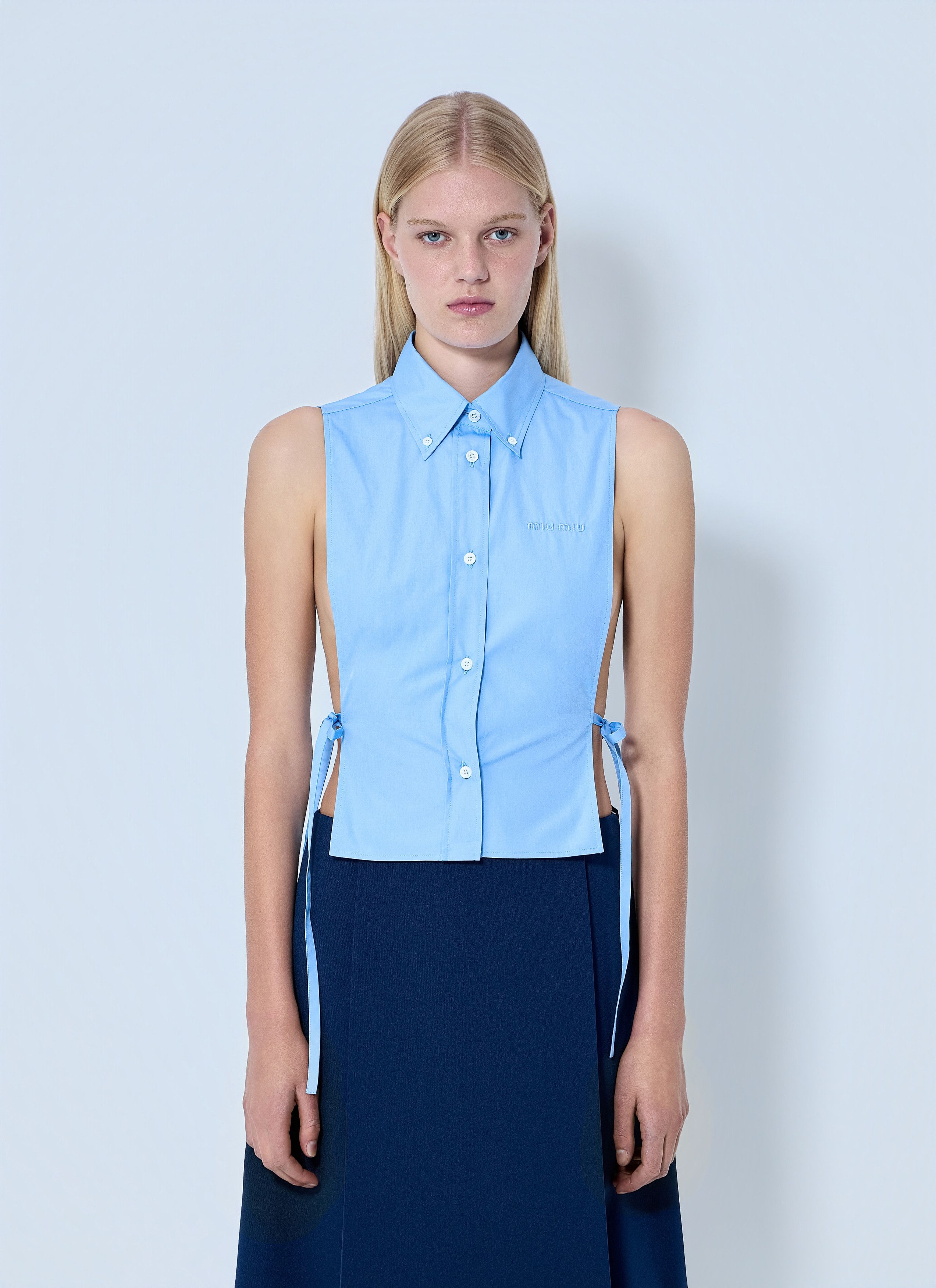Miu Miu Poplin Sleeveless Shirt Size M / US 6-8 / IT 42-44 - 1 Thumbnail