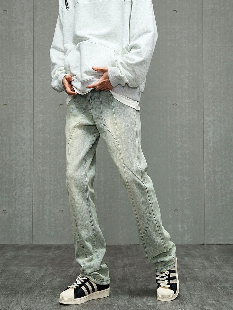 Japanese Brand × Jean Men's American high street washed distressed patchwork jeans Size US 32 / EU 48 - 2 Thumbnail