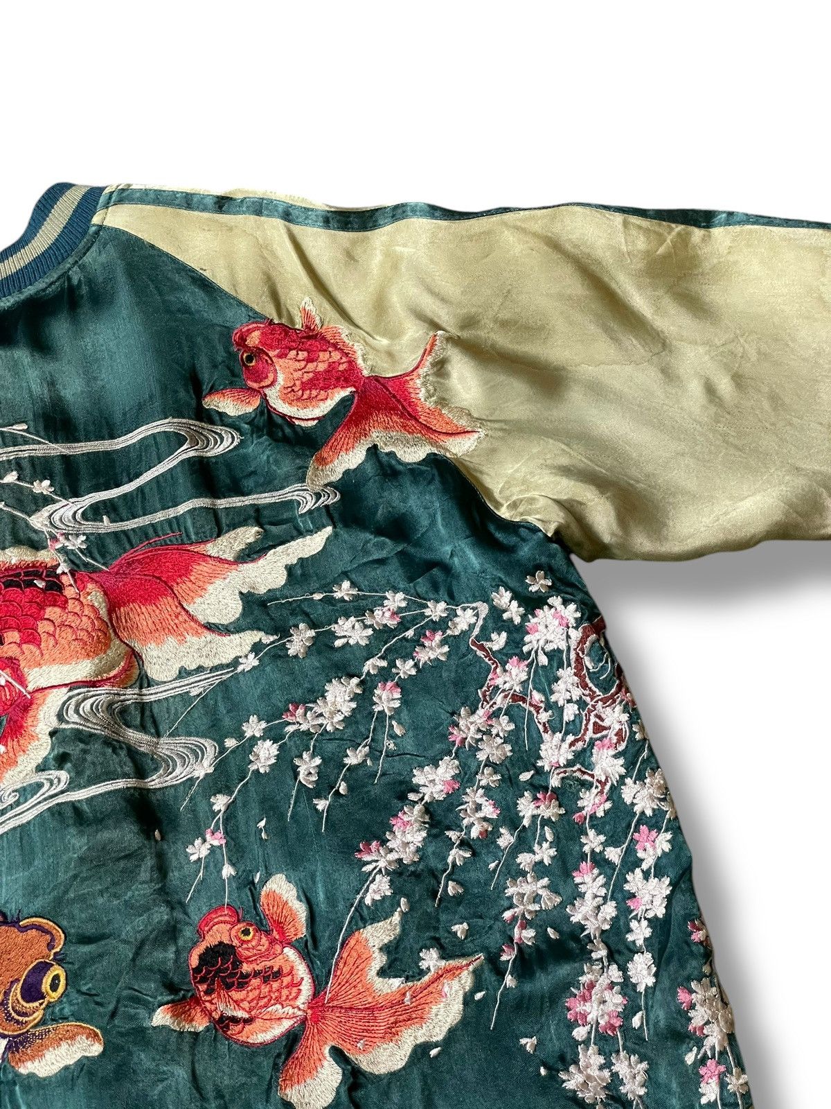 Vintage Japanese Classic Script Goldfish Embroidered Sukajan (105) Size US XL / EU 56 / 4 - 12 Thumbnail