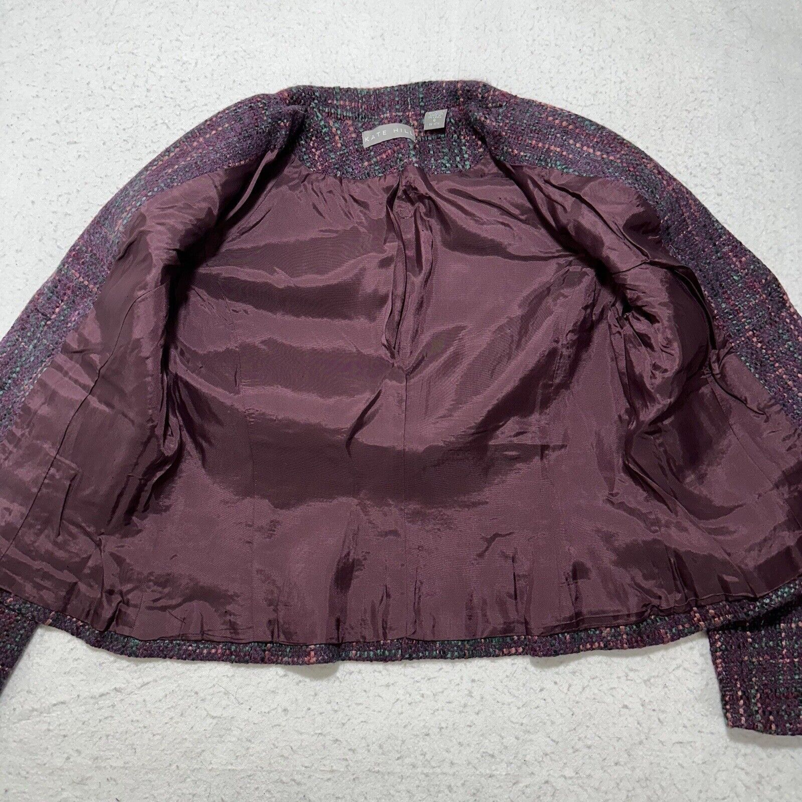 Other Kate Hill 6 Wool Blazer Purple Wooden Button Front Flower Size M / US 6-8 / IT 42-44 - 12 Thumbnail