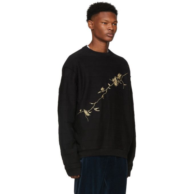 Haider Ackermann Haider Ackermann Black Floral Embroidered Sweatshirt Size US L / EU 52-54 / 3 - 2 Thumbnail