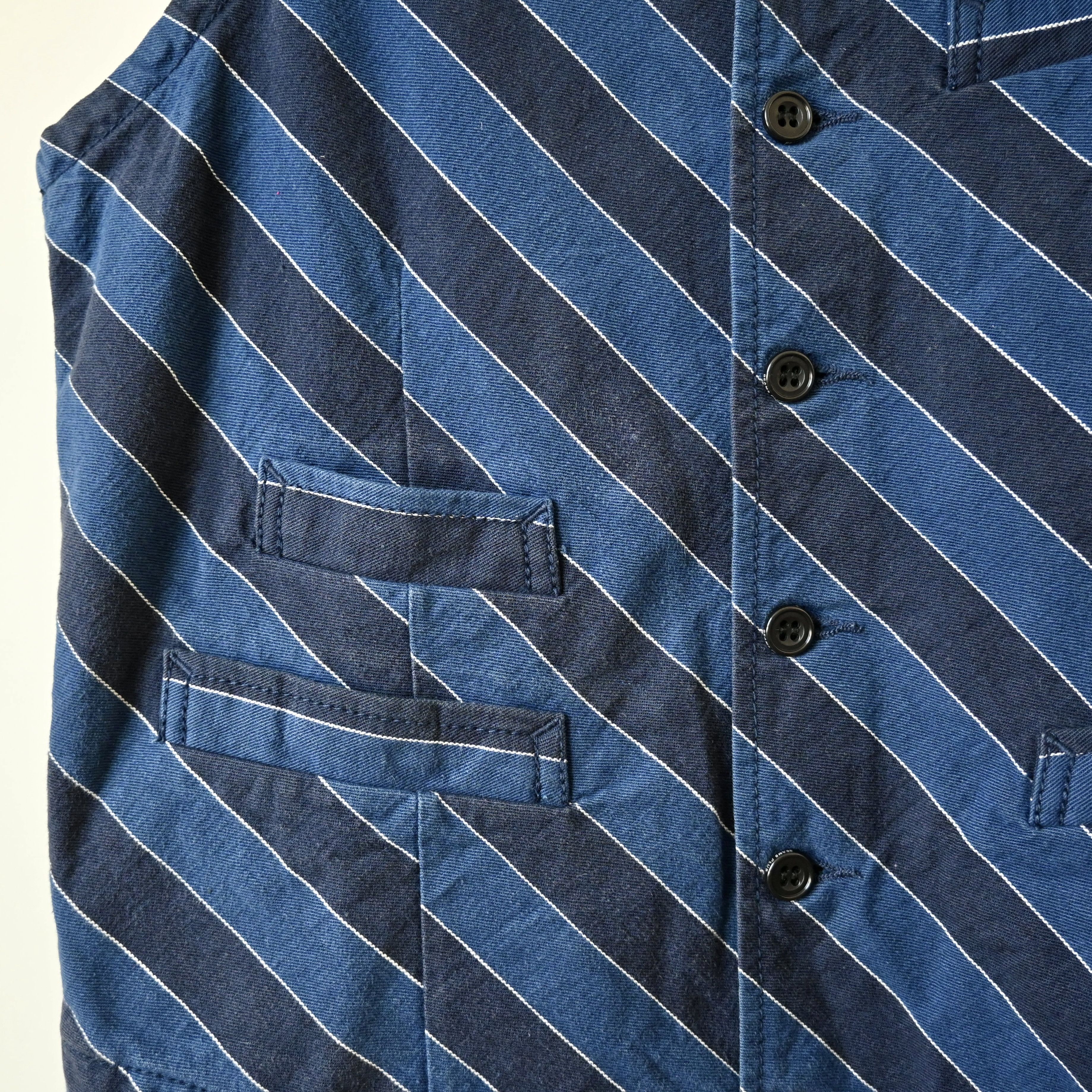 Beams Plus BEAMS Plus regimental striped denim gilet type work vest Size US M / EU 48-50 / 2 - 11 Thumbnail