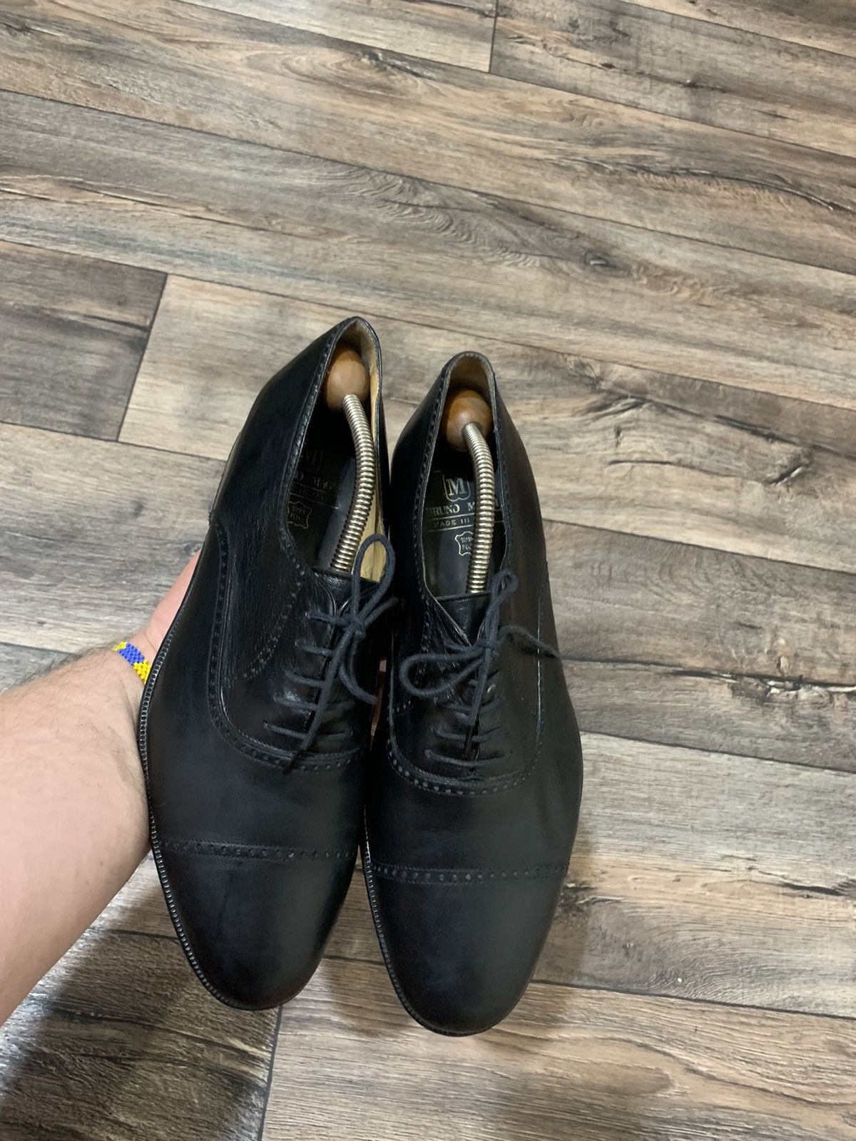 Bruno Magli × Genuine Leather Bruno Magli Men’s Black Leather Classic Oxford Shoes US9 Size US 9 / EU 42 - 4 Thumbnail