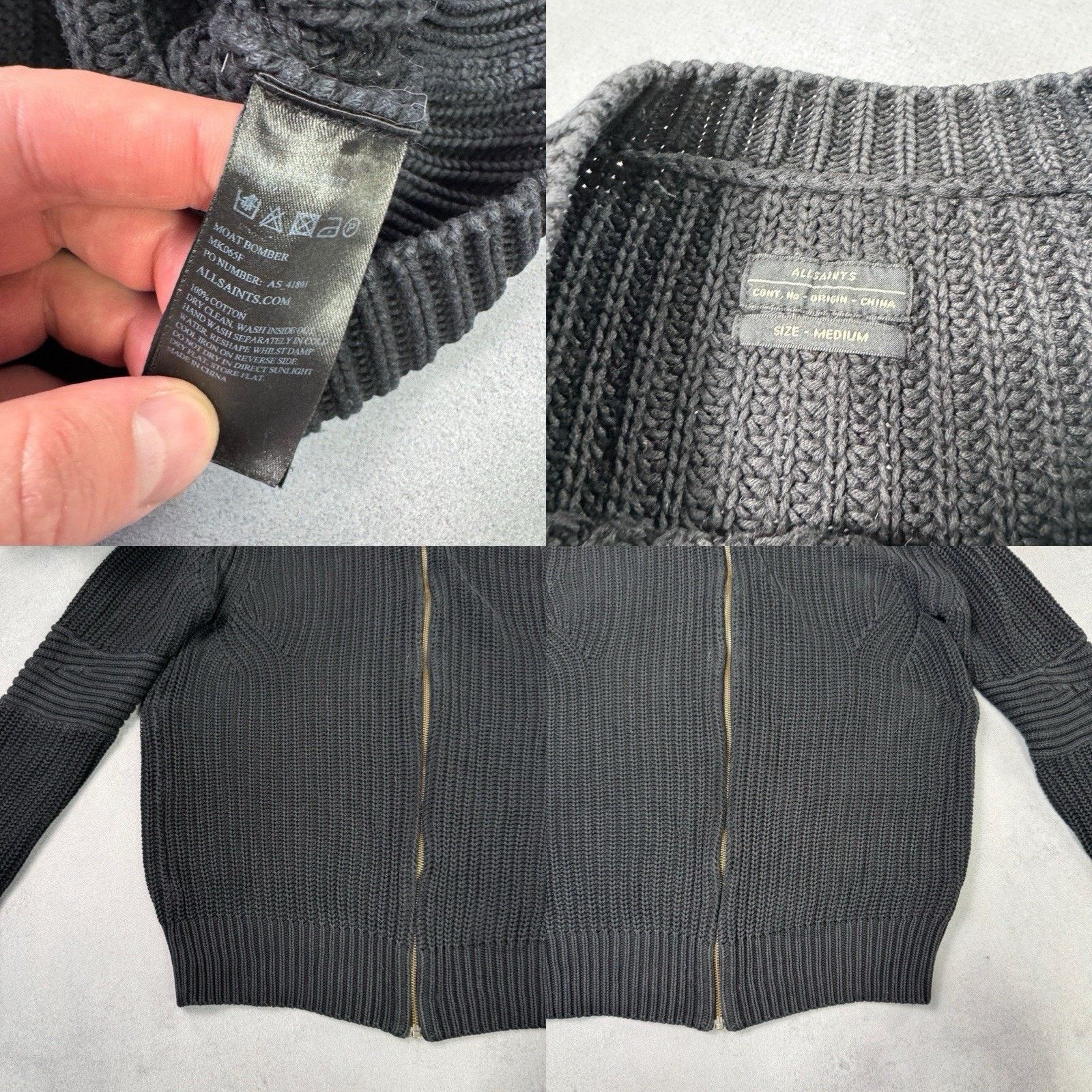 Allsaints Vintage Allsaints Knit Cotton Moat Bomber Jacket Size M Size US M / EU 48-50 / 2 - 21 Thumbnail