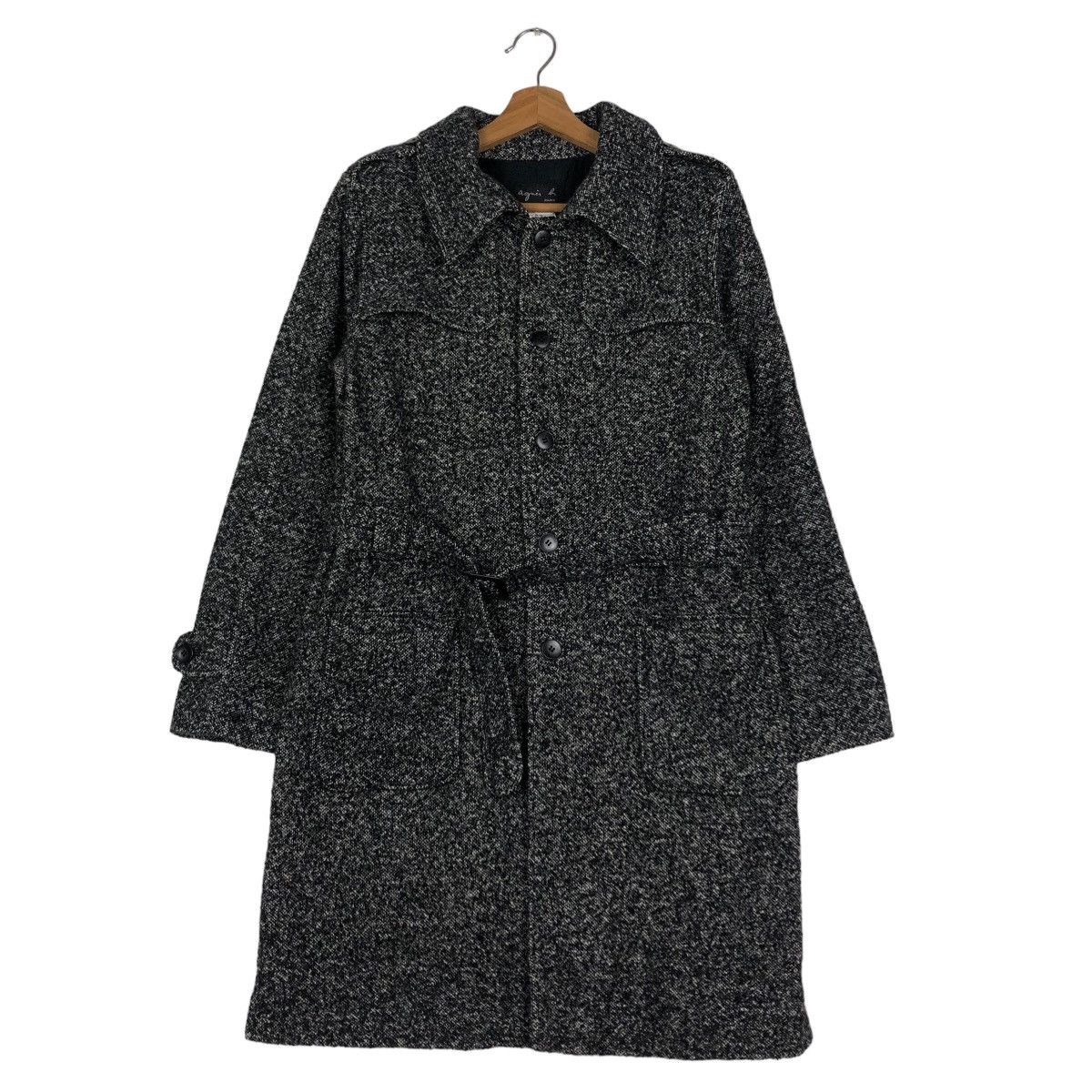 agnes b. Rich Black Wool Long Fly Coats Jacket Agnes B. Belted Japan Size US M / EU 48-50 / 2 - 1 Thumbnail