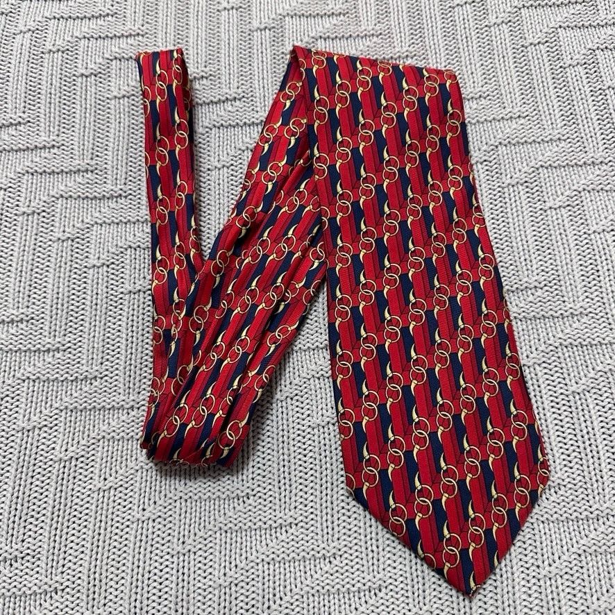 image of Vintage Gucci Red Horse Bit Print Silk Tie, Men's