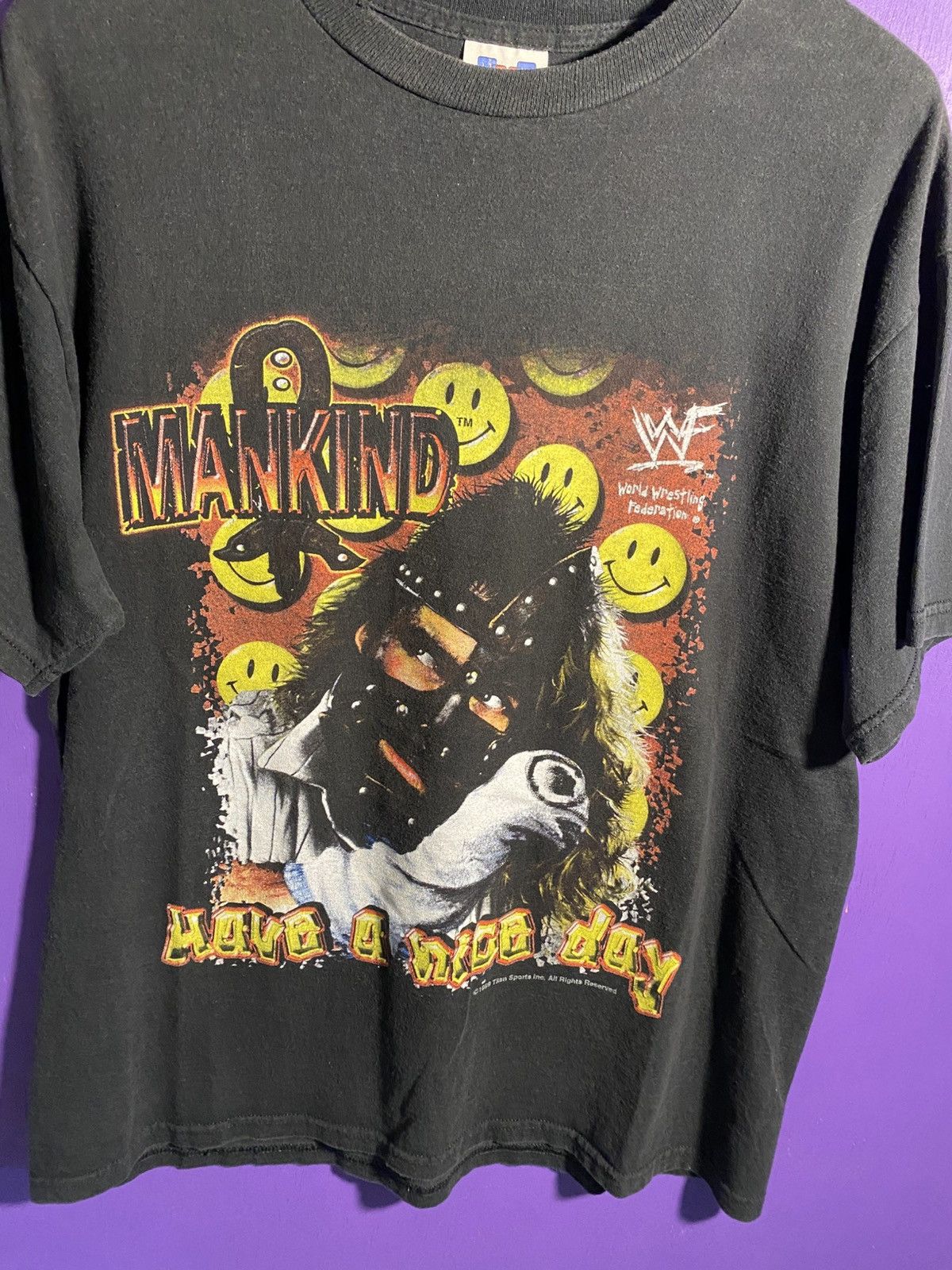 WWF Vintage 1999 WWF Mankind have a nice day t-shirt Size US L / EU 52-54 / 3 - 3 Thumbnail