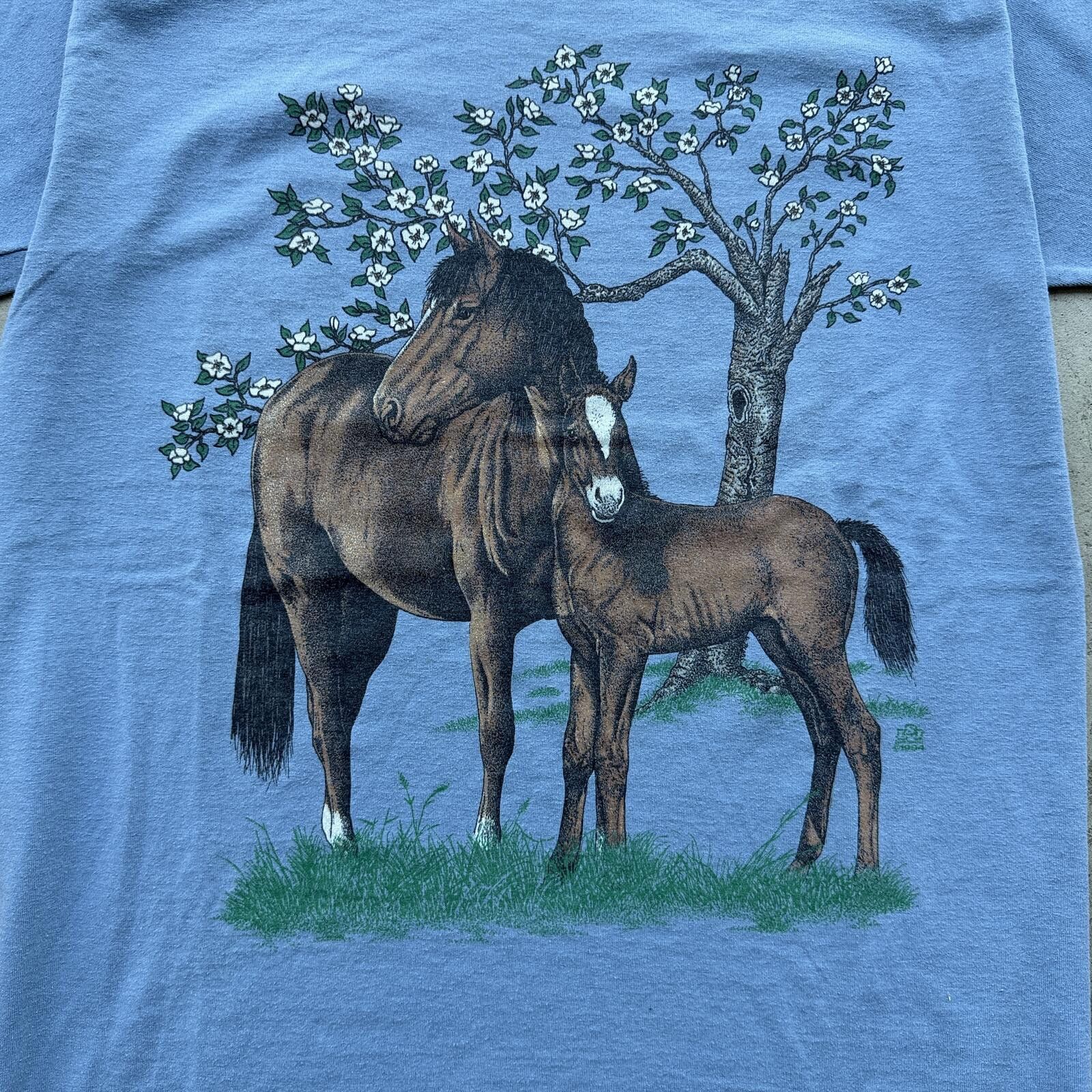 Other Vintage 90s Horse Floral Nature Graphic Tee USA Medium Size M / US 6-8 / IT 42-44 - 2 Thumbnail