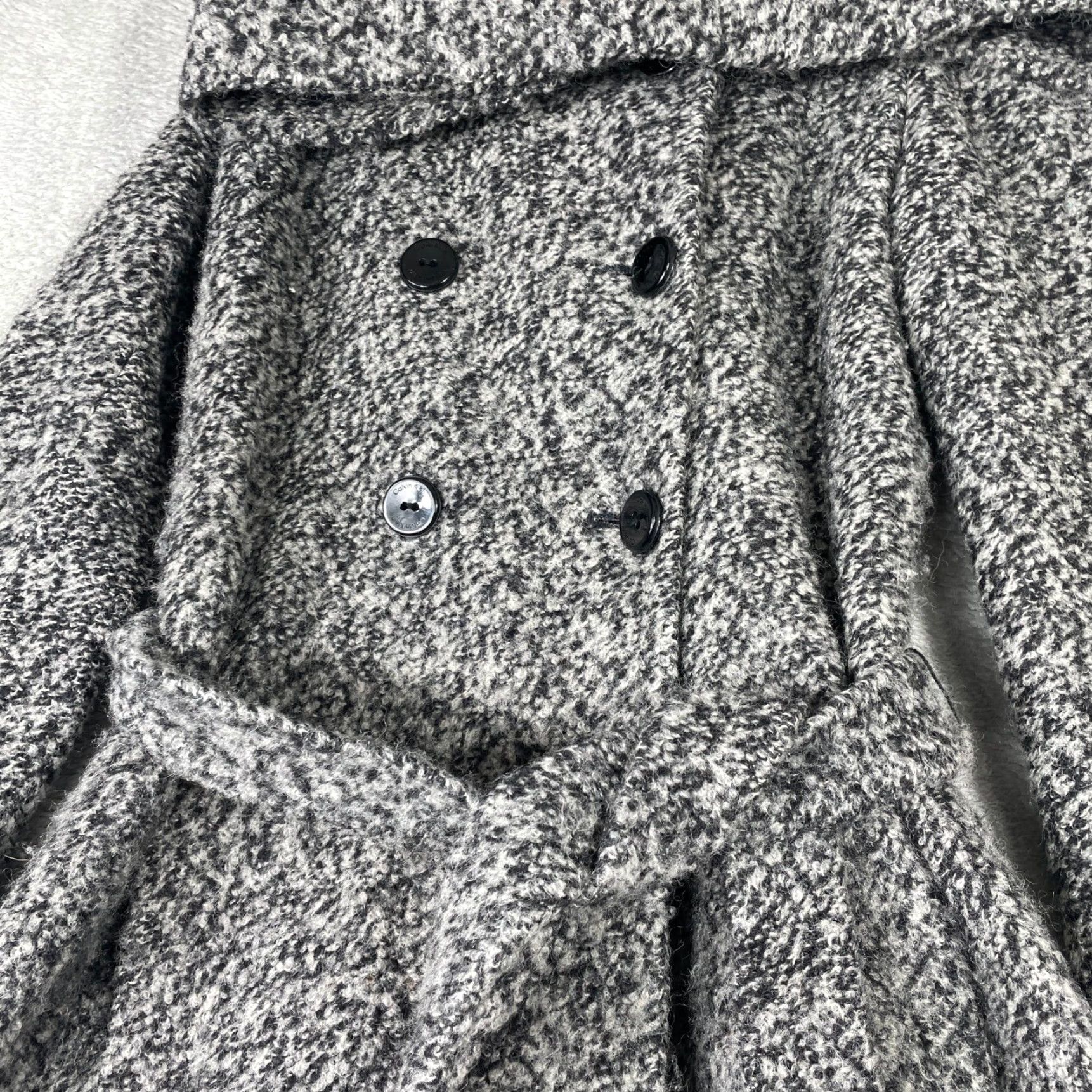 Calvin Klein VINTAGE? (No) Calvin Klein Wool Blend Boucle Pea Coat Belted Funnel Neck Gray 0 Women’s Wool Blend Coat for Winter? Size XS / US 0-2 / IT 36-38 - 4 Thumbnail