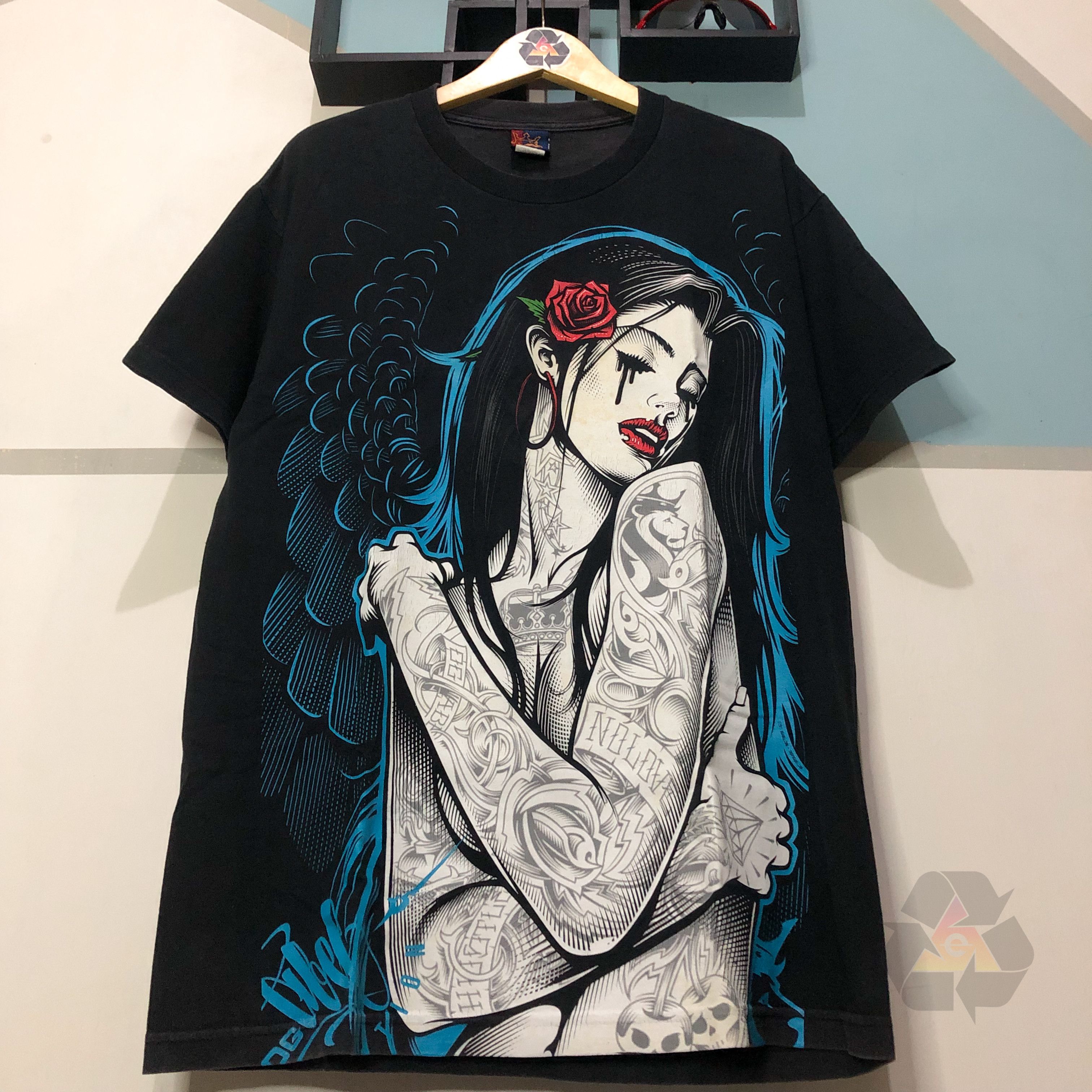 Japanese Brand Vintage Ogabel Double Sided Printed Women T-Shirt Y2K Size US L / EU 52-54 / 3 - 4 Thumbnail