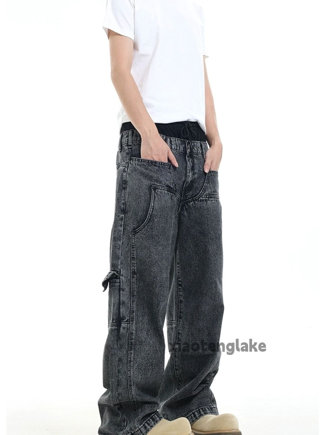 Jean × Vintage Washed faded loose baggy utility carpenter cargo jeans Size US 32 / EU 48 - 3 Thumbnail