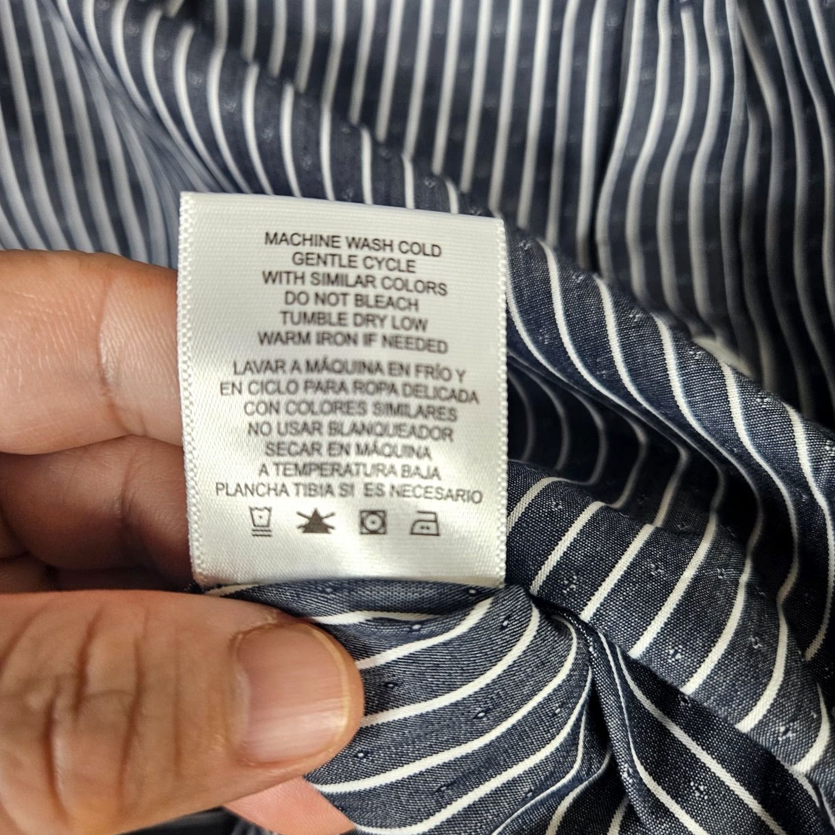Vintage Structure Slim Fit Men's Gray White Stripes Long sleeve Button up Shirt M Size US M / EU 48-50 / 2 - 6 Thumbnail