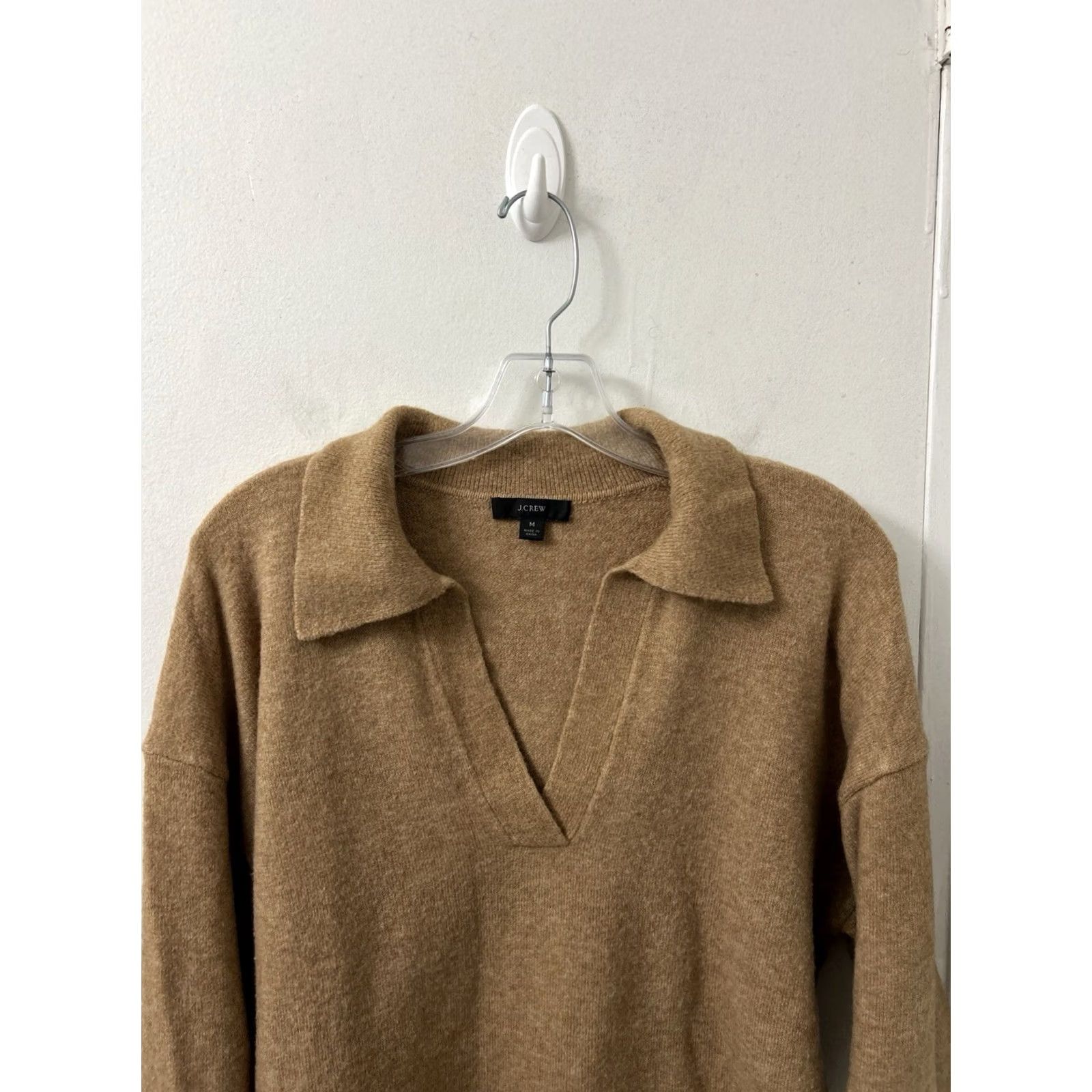 Vintage J Crew V-Neck Polo Sweater Womens Medium Brown Merino Wool Alpaca Blend Pullover Size M / US 6-8 / IT 42-44 - 2 Thumbnail