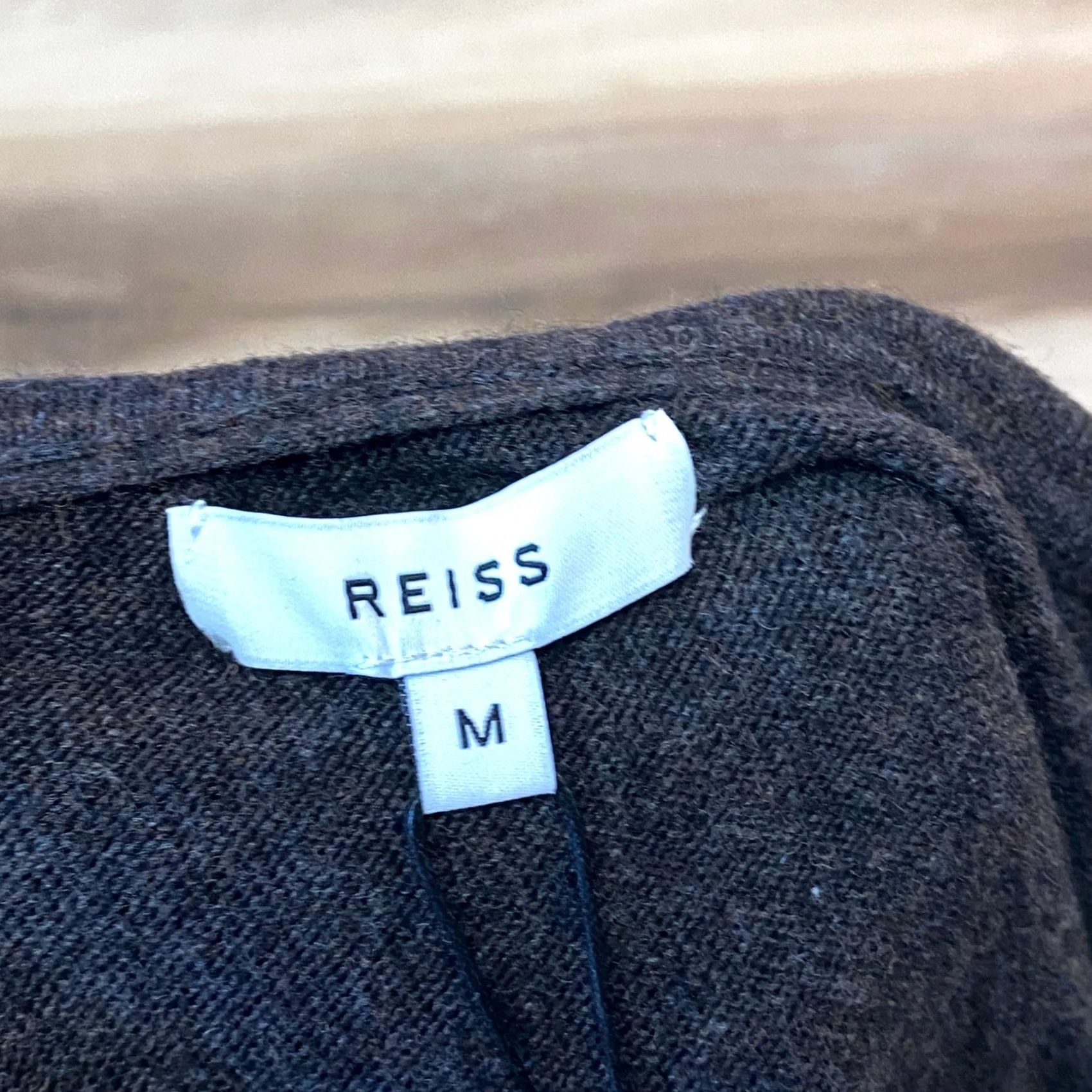 Reiss Reiss Silverthorn Intarsia Knit Quarter Zip Polo Sweater Medium Chocolate Cream Size US M / EU 48-50 / 2 - 2 Thumbnail