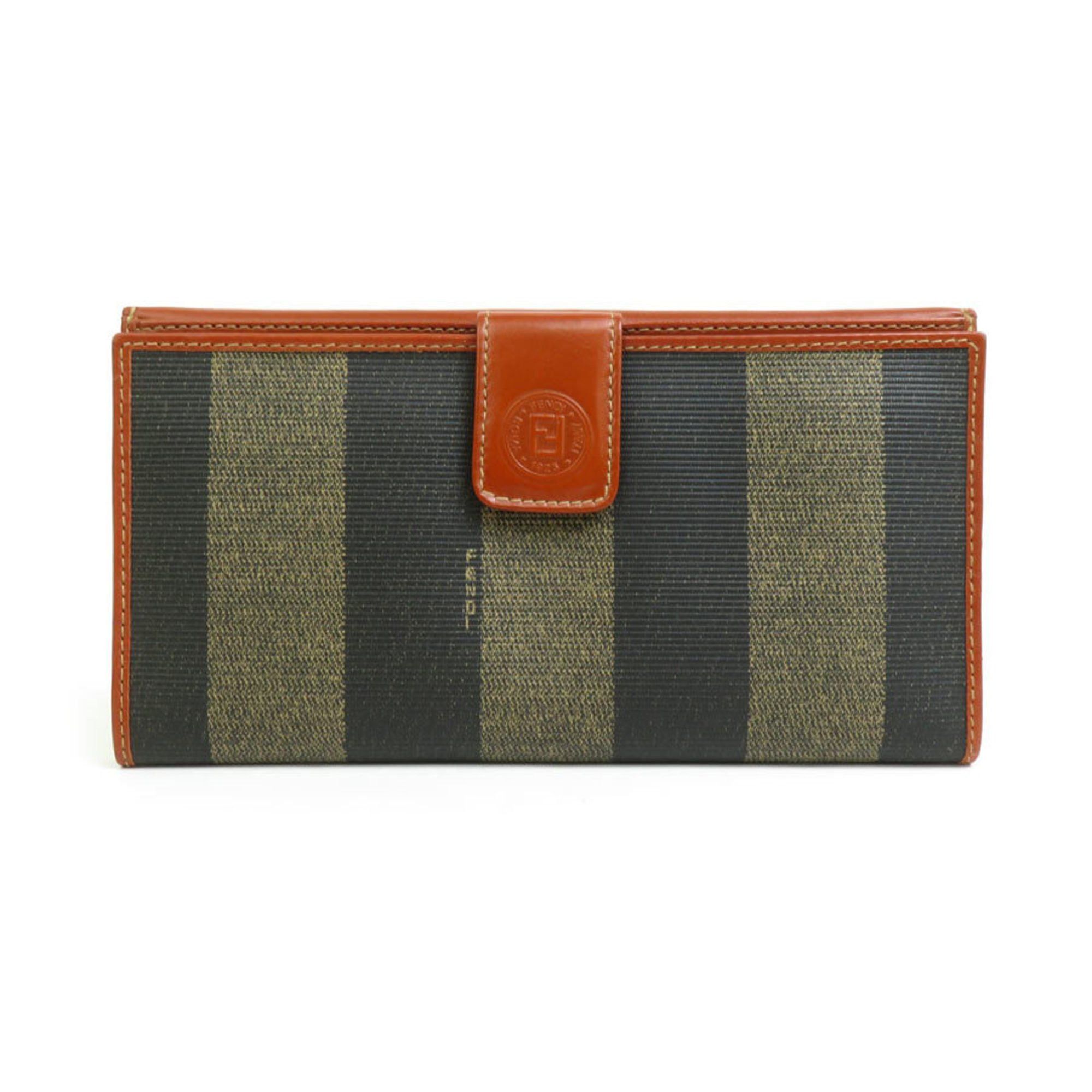 image of Fendi Bi-Fold Wallet Pecan Pvc Coated Canvas/leather Brown Unisex H30215F, Women's