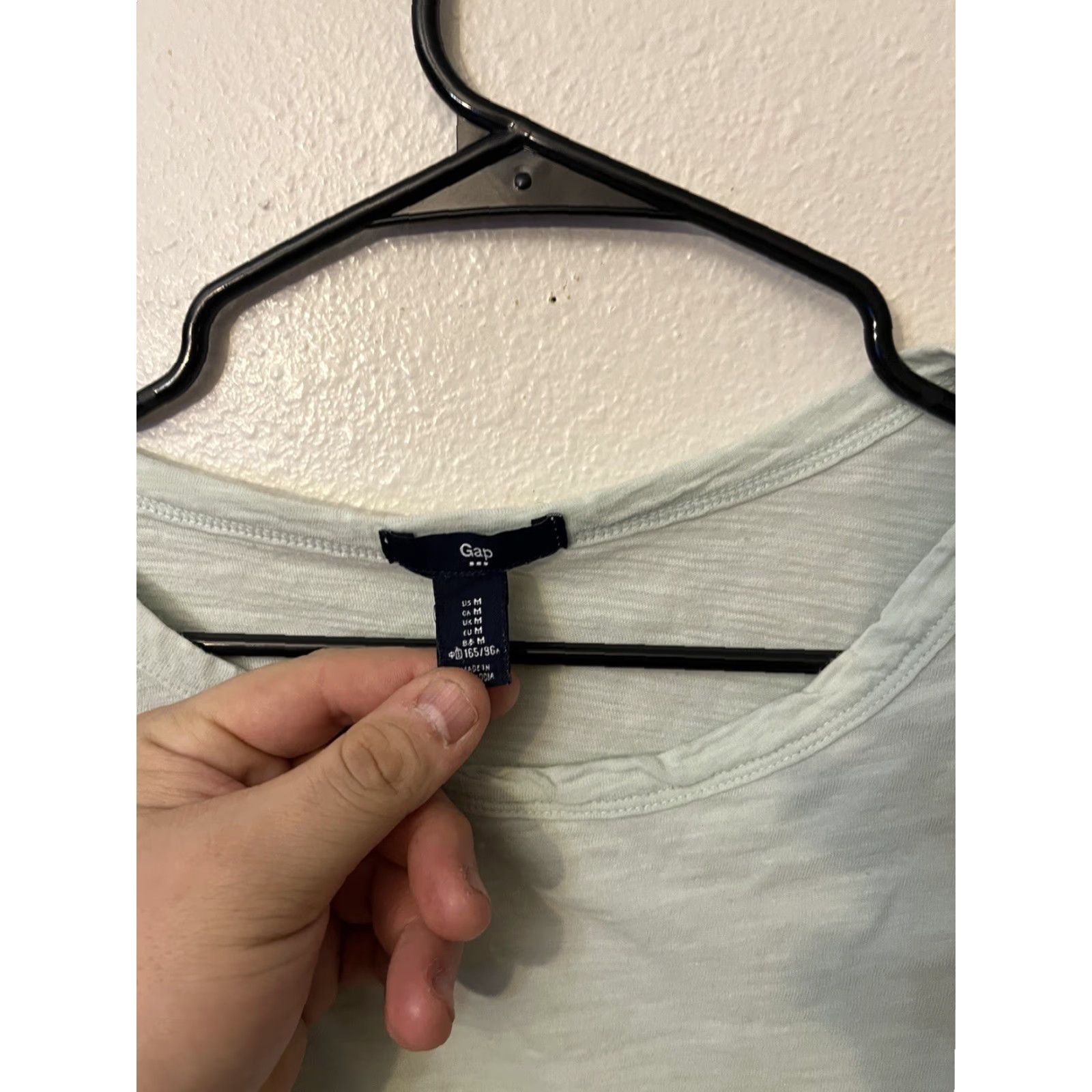 Gap GAP T-Shirt Long Sleeve Shirt Women Medium Blue 60% Cotton 40% Modal Fitted Round Neck Solid Vintage No Size M / US 6-8 / IT 42-44 - 3 Thumbnail