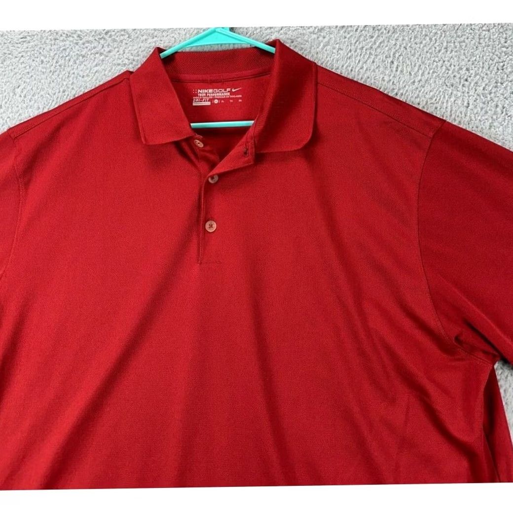 Nike Nike Golf Polo Shirt Mens XL Red Tour Performance Dri-Fit Rugby Athletic Short Sleeve Collared 100% Polyester Size US XL / EU 56 / 4 - 3 Thumbnail
