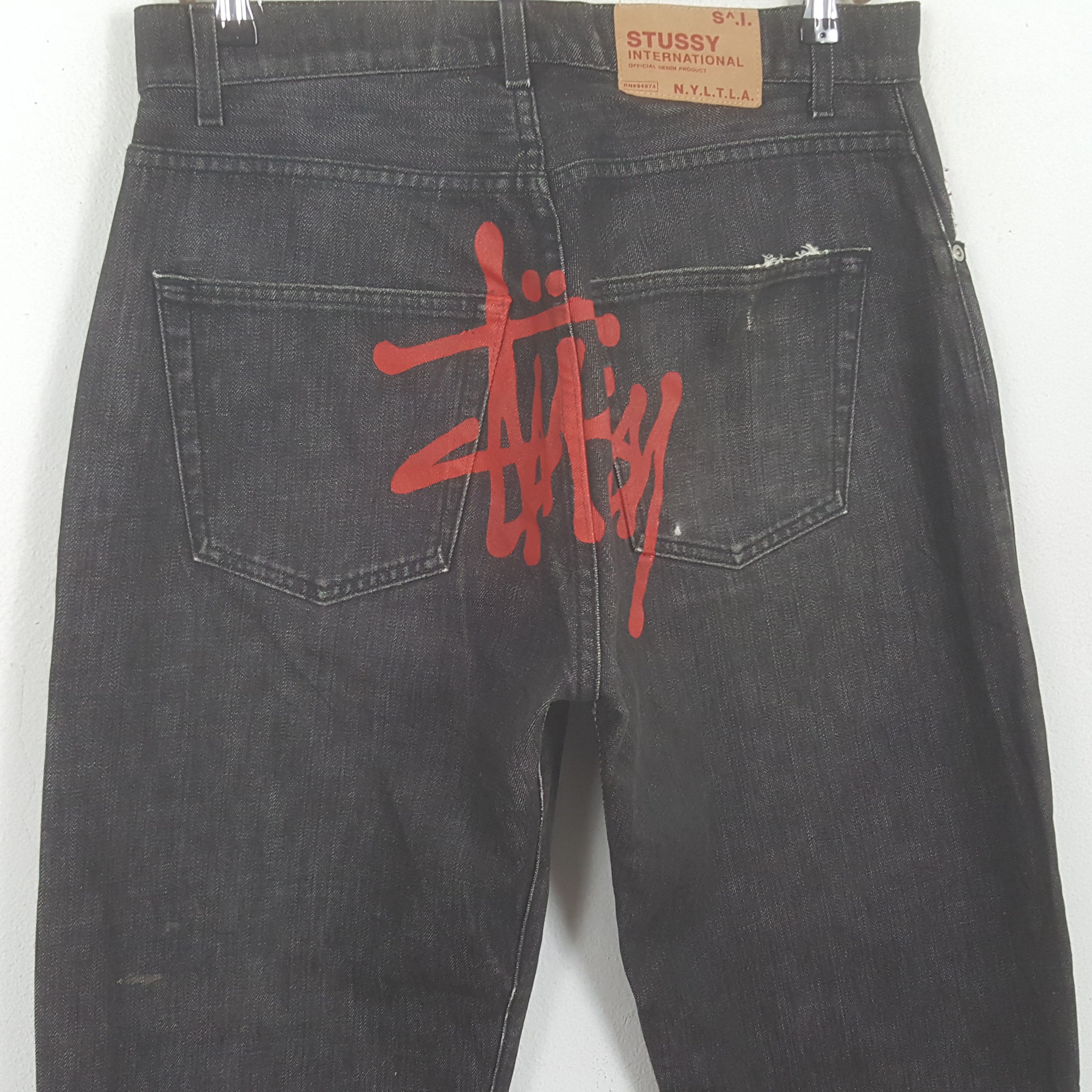 Vintage Stussy USA Custom Art Big Logo Denim Jeans