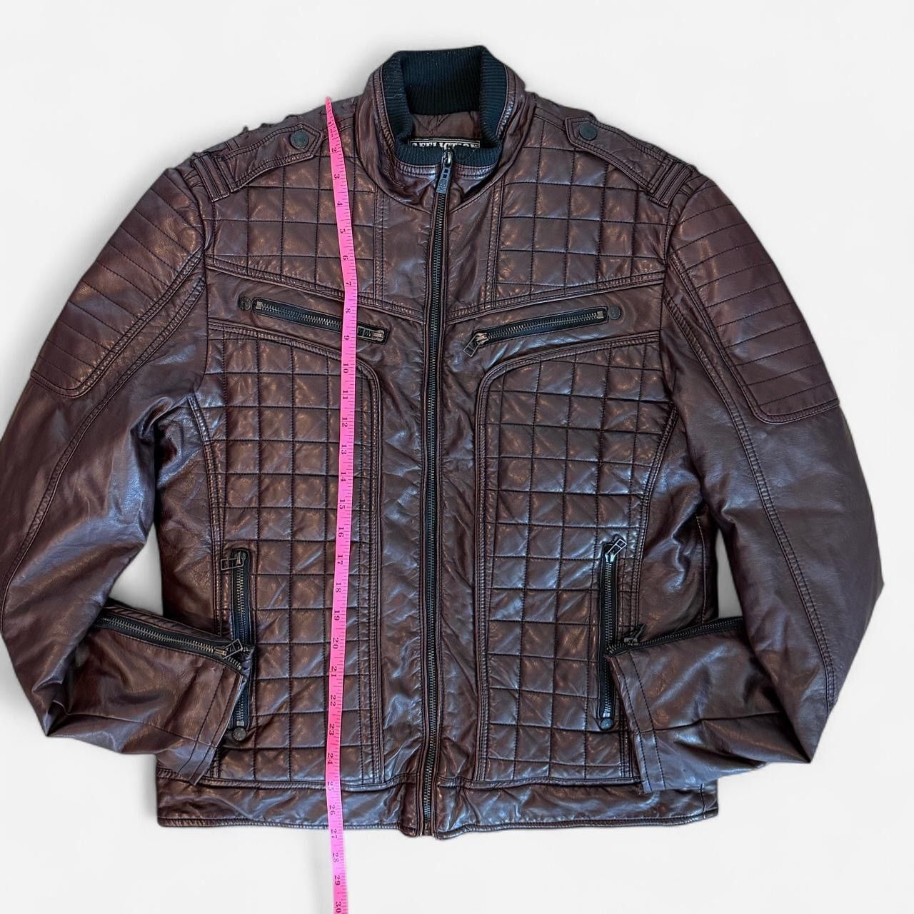 Affliction Rare Affliction Black Premium Quilted Moto Jacket Brown Y2K Size US L / EU 52-54 / 3 - 2 Thumbnail
