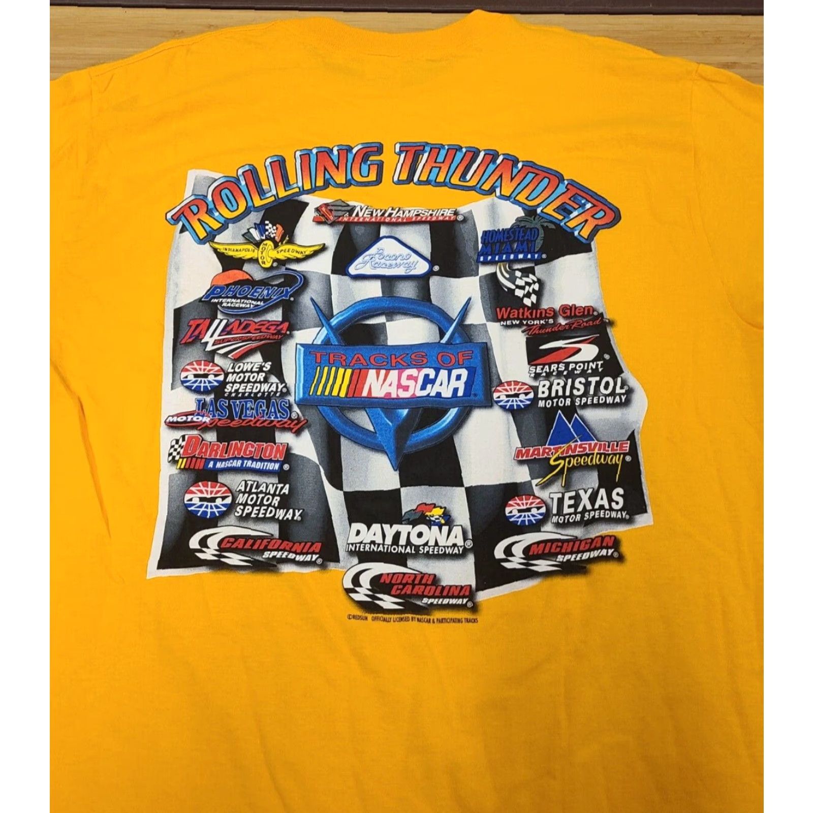 Delta VINTAGE Delta NASCAR Shirt XL Men's Yellow 100% Cotton Short Sleeve T-Shirt Racing Cars Print Size US XL / EU 56 / 4 - 7 Thumbnail
