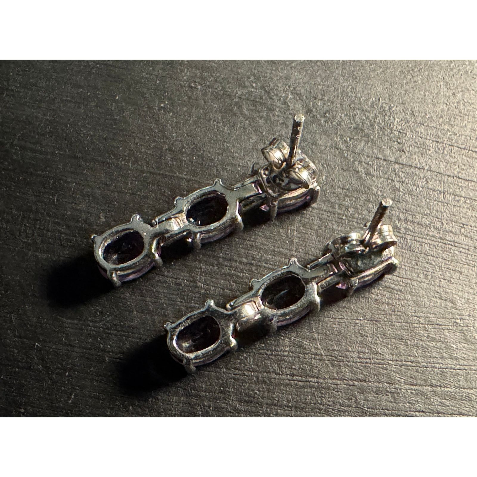 Other Vintage 925 Sterling GM 3 Amethyst Gemstones Post Earrings Size ONE SIZE - 6 Thumbnail