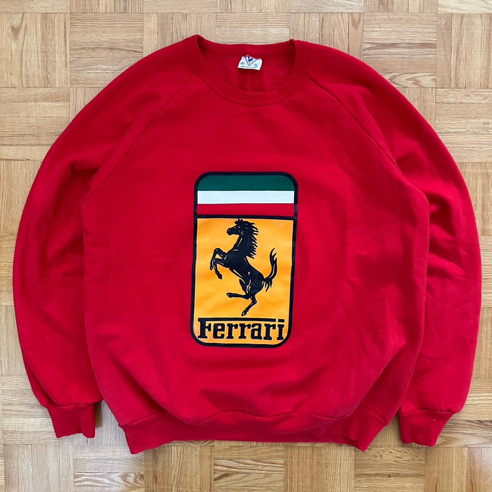 image of Vintage 80's Ferrari Raglan Sweatshirt Size XL Made In Canada in Red, Men's