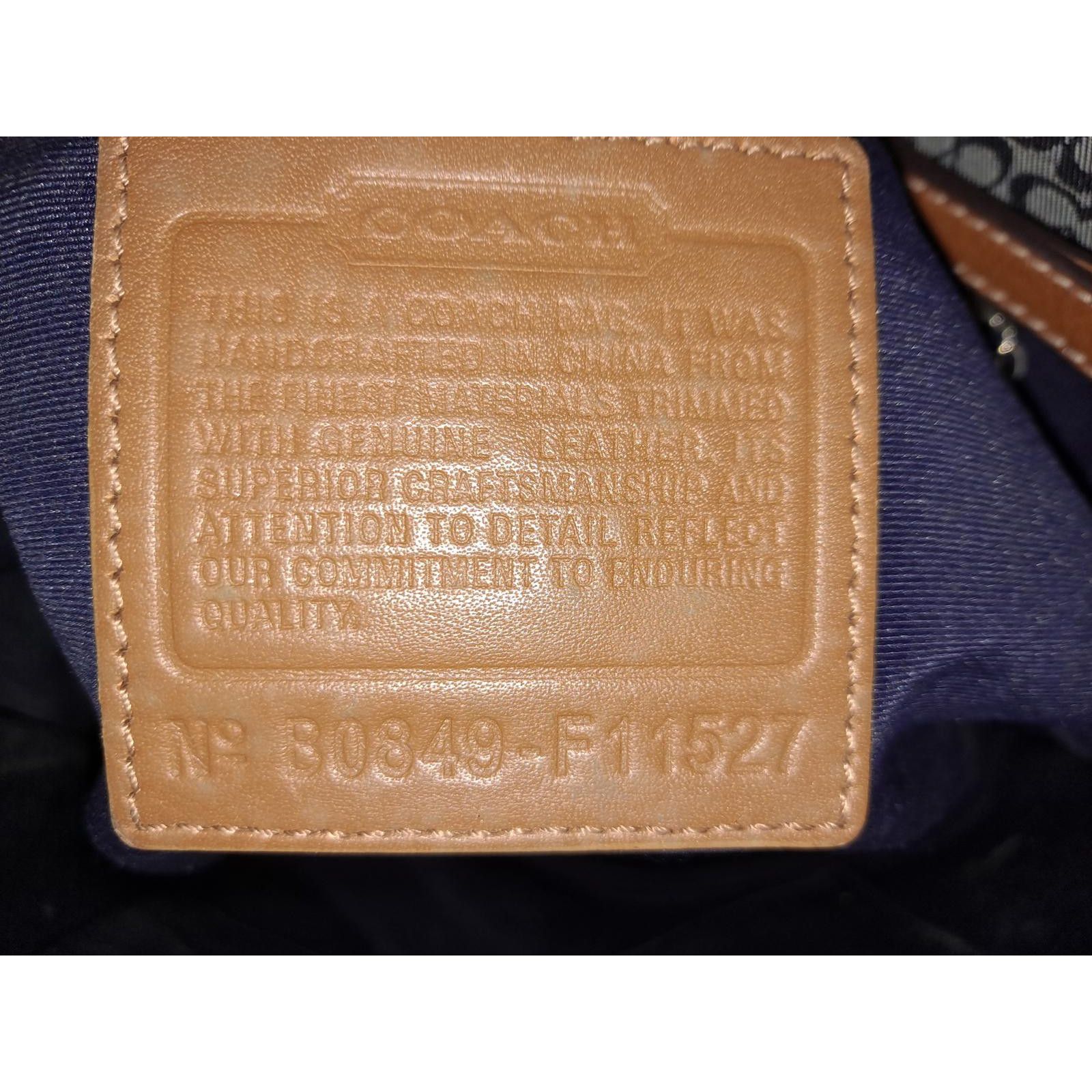 Coach Coach Navy Signature Jacquard British Tan Trim Tote F11527 Size ONE SIZE - 7 Thumbnail