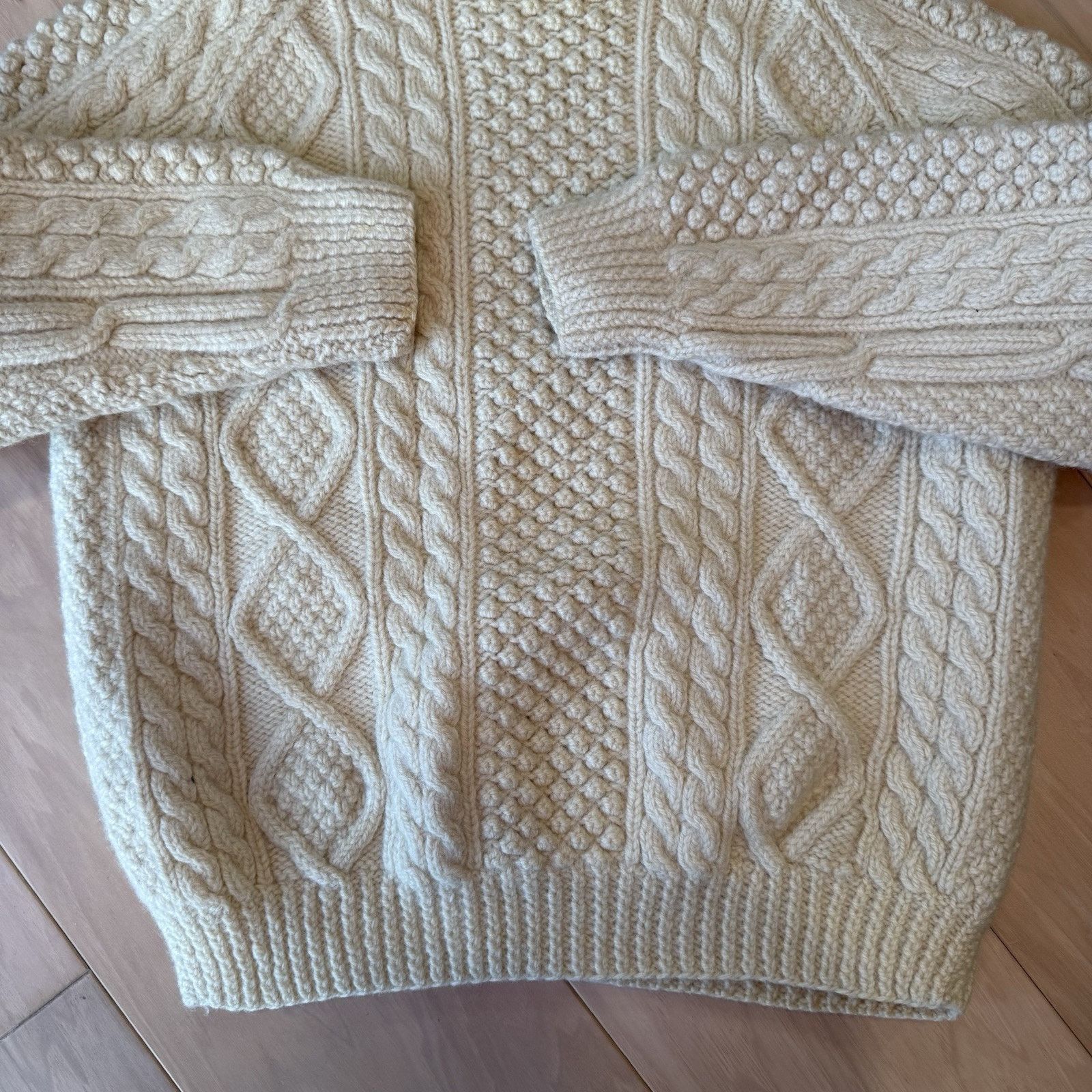 Heron Garment Sweater Small Cream Wool Irish Fisherman