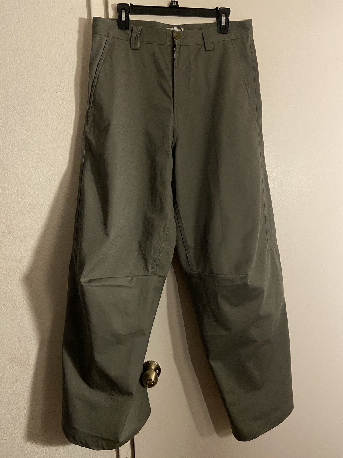 SIMPLE PROJECT Olive Darted Knee Cotton Trousers Size US 34 / EU 50 - 2 Thumbnail