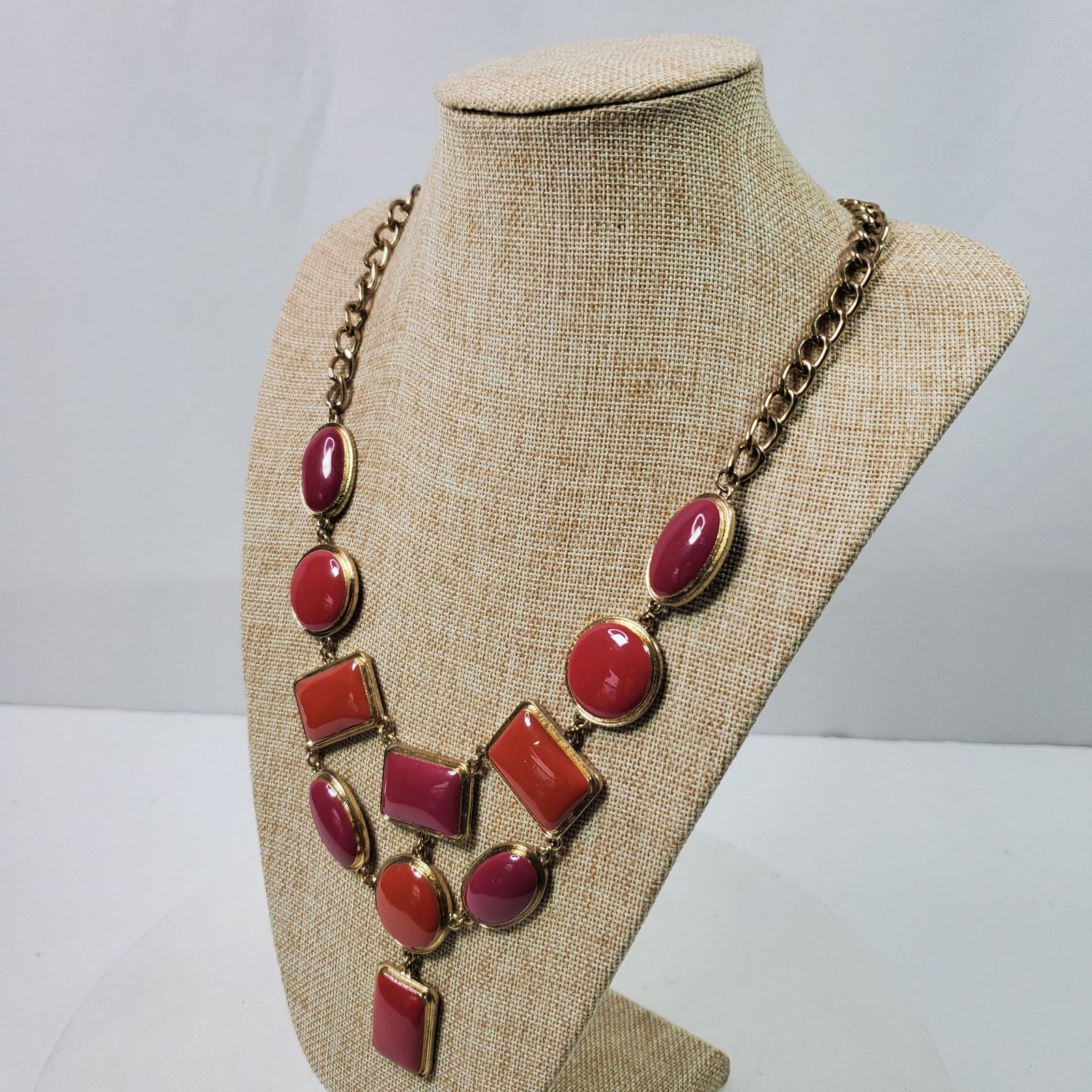 The Unbranded Brand Casual Career Necklace Gold Tone Chain w/ Pink Bib 20 Inch Size ONE SIZE - 3 Thumbnail