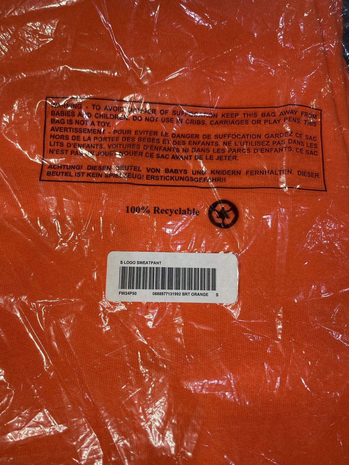 Supreme Supreme S Logo Sweatpant 'Bright Orange' Size US 30 / EU 46 - 6 Thumbnail