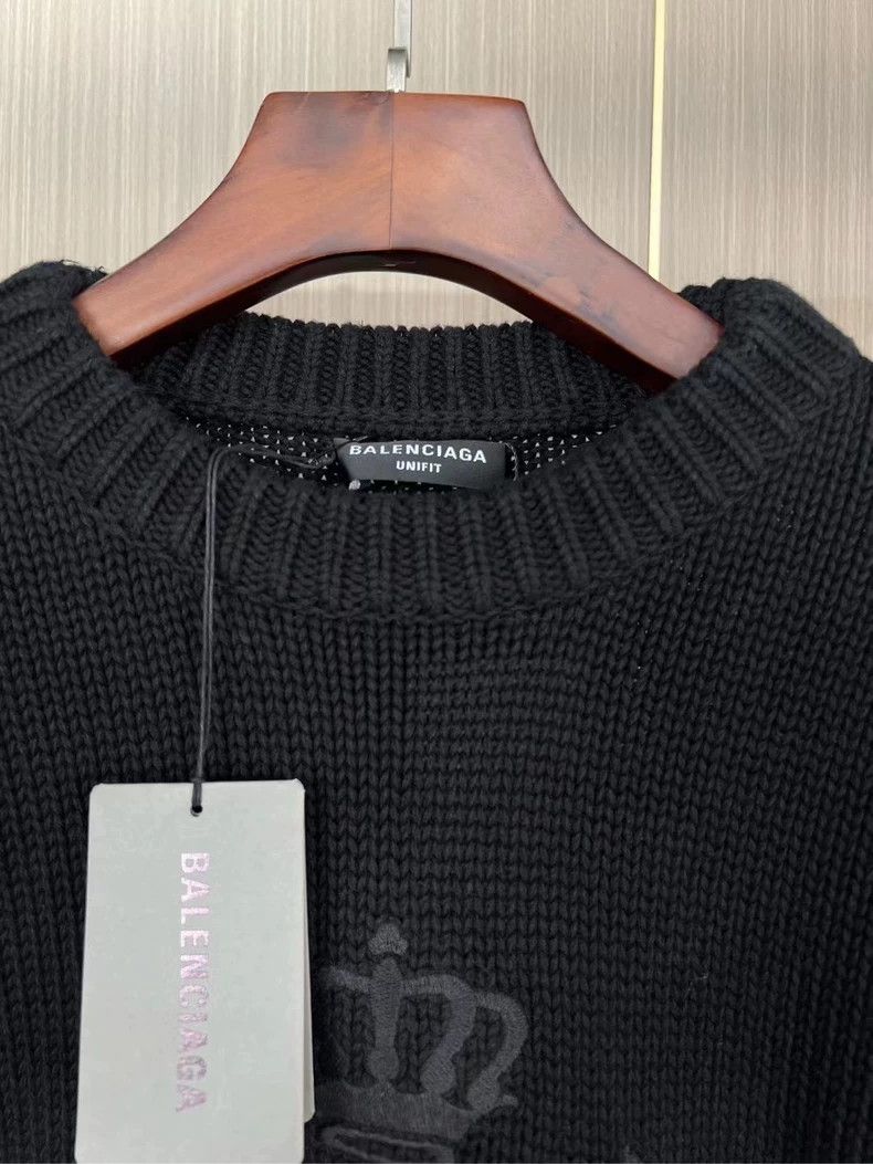Balenciaga Balenciaga Black Embroidered Crown Wheat Spike Sweater Size US M / EU 48-50 / 2 - 3 Thumbnail