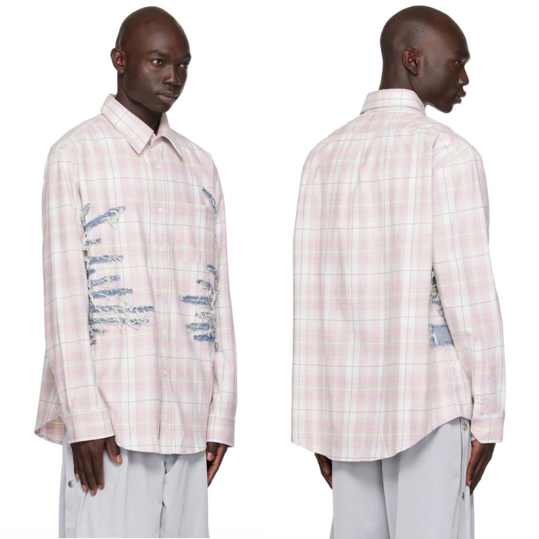 Y/Project Y-PROJECT | Whisker Distressed Denim Flannel Shirt XXL Size US XXL / EU 58 / 5 - 2 Thumbnail