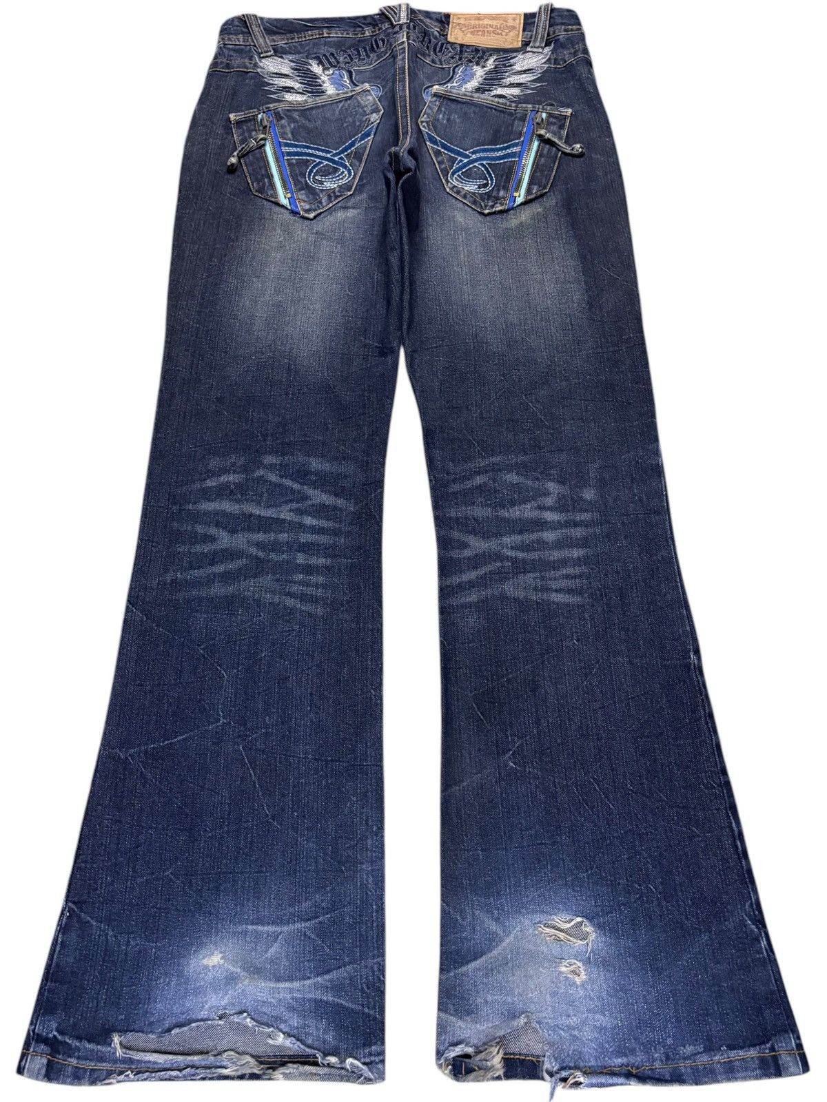 Japanese Brand Vintage Japanese Brand Mud Wash Distressed Flare Jeans Size 34" / US 12 / IT 48 - 2 Thumbnail