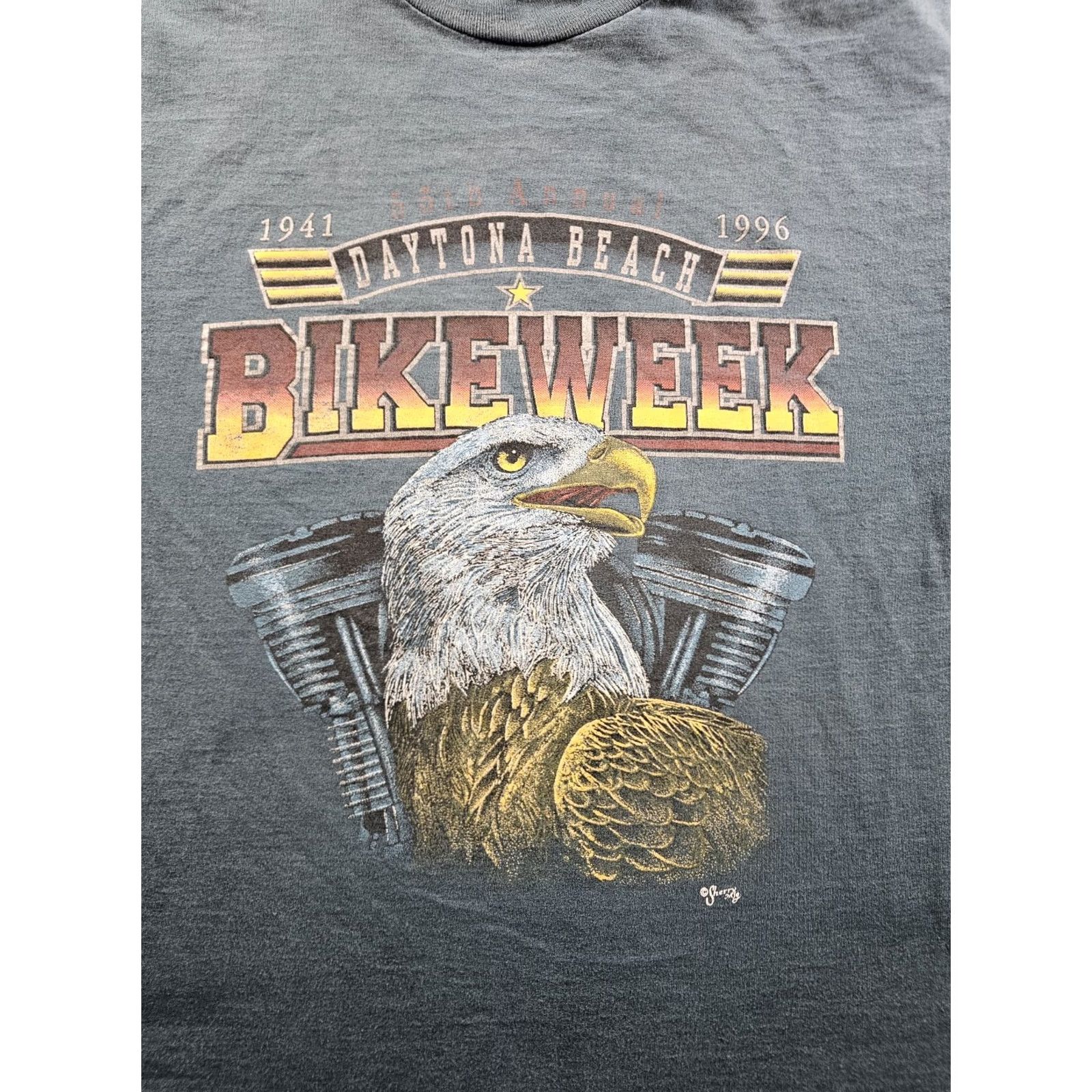 Vintage VINTAGE Bike Week 1996 Daytona Beach T-Shirt Biker Eagle 90s Large Shirt Mens Turquoise Green Size US L / EU 52-54 / 3 - 2 Thumbnail
